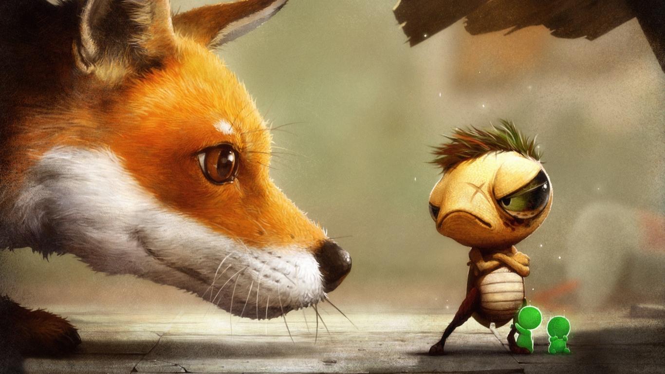1366x768 The fox and the tortoise MacBook Air Wallpaper Download