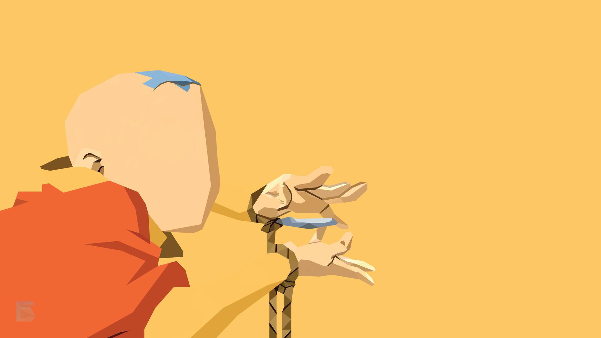 1920x1080 Avatar Aang Low Poly Portrait, Ferian Bagaskara