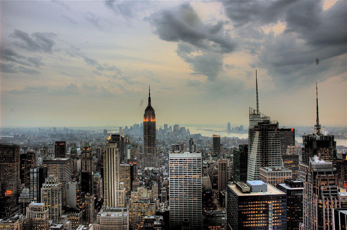 1132x750 Wallpaper City Skyline Under Cloudy Sky During Daytime, Background Free Image