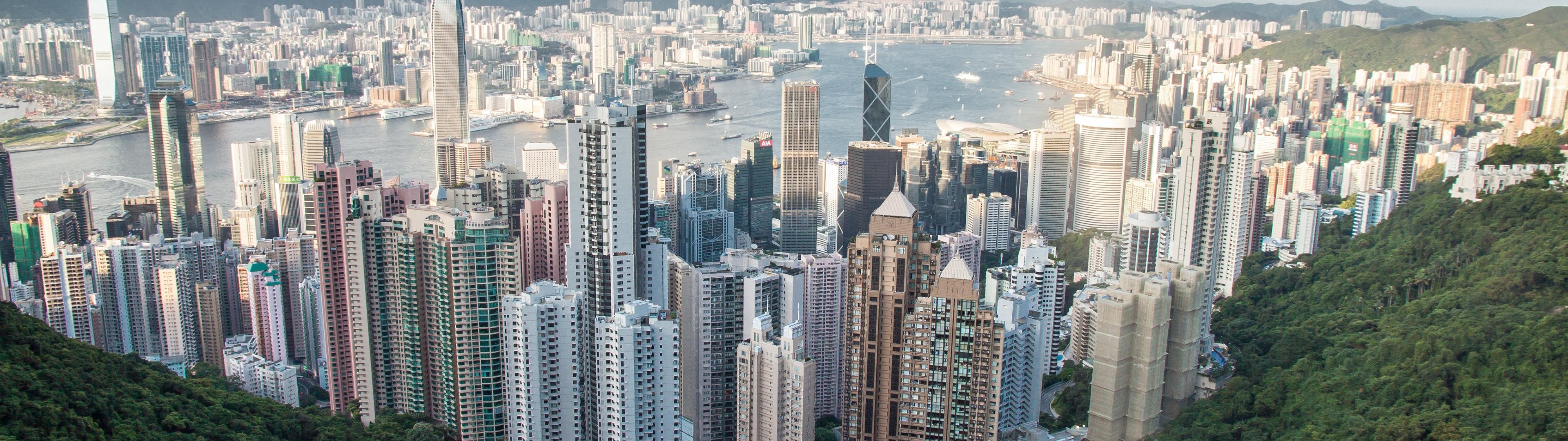 3840x1080 Hong Kong City Wallpaper 4K, Skyline, Victoria Peak, Cityscape, Daytime, World