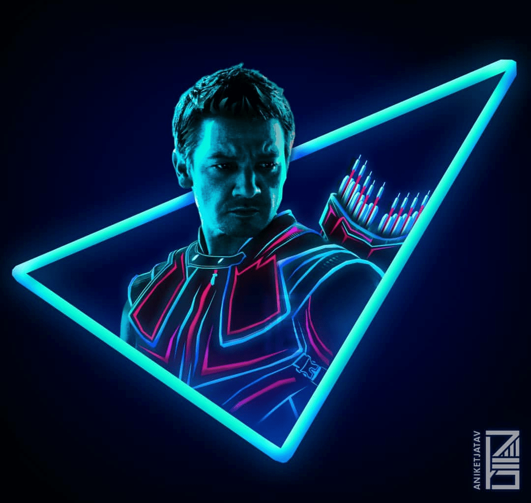 1080x1023 Hawkeye Neon Wallpaper