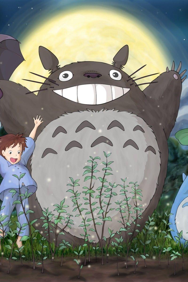 800x1200 Download wallpaper 800x1200 tonari no totoro, forest, sky, moon