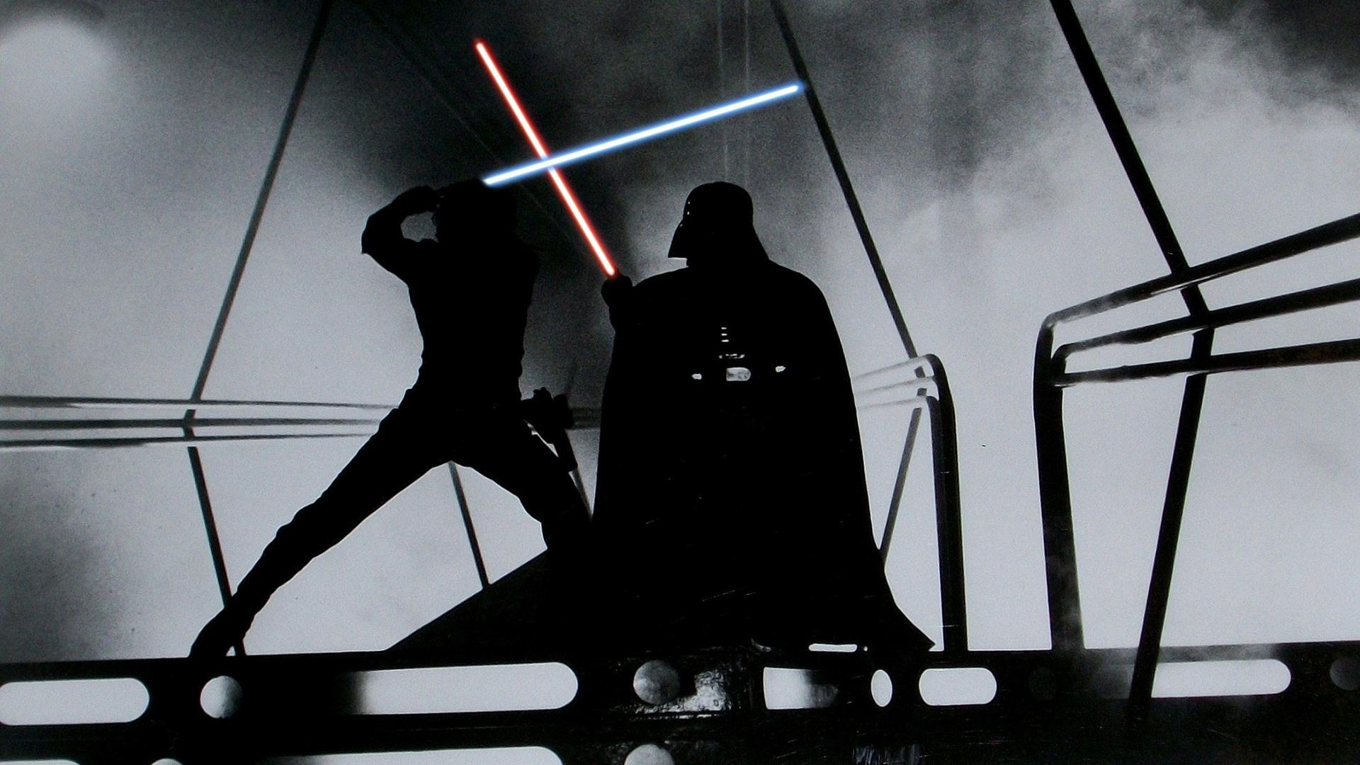 1920x1080 #Darth Vader, #Luke Skywalker, #Star Wars, #lightsaber wallpaper HD Wallpaper