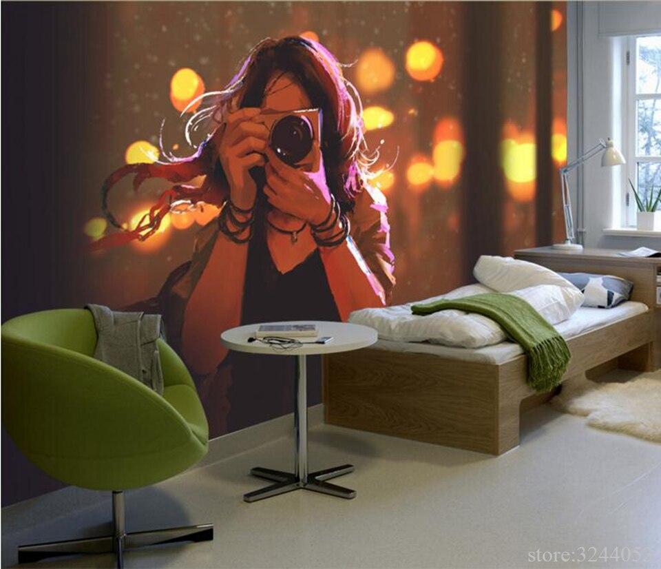 960x826 Desktop Wallpaper HD Girls Wallpaper Hand Drawn Woman Holding a Photo Camera Feature Wallpaper Kids Bedroom Decor Room Murals. girl wallpaper. desktop wallpaperwallpaper HD