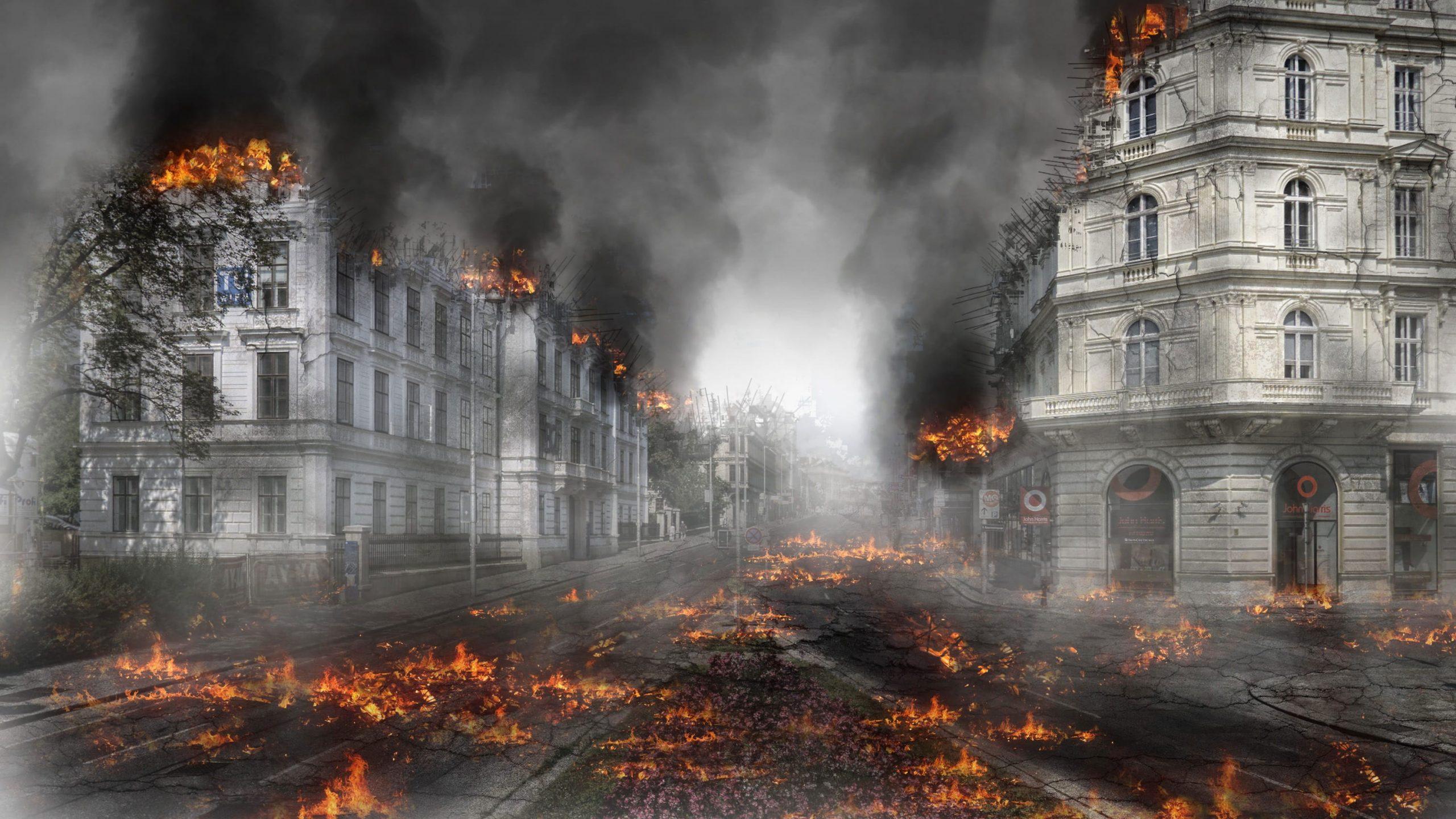 2560x1440 Wallpaper Burned Down City, Armageddon, Destruction • Wallpaper For You HD Wallpaper For Desktop & Mobile