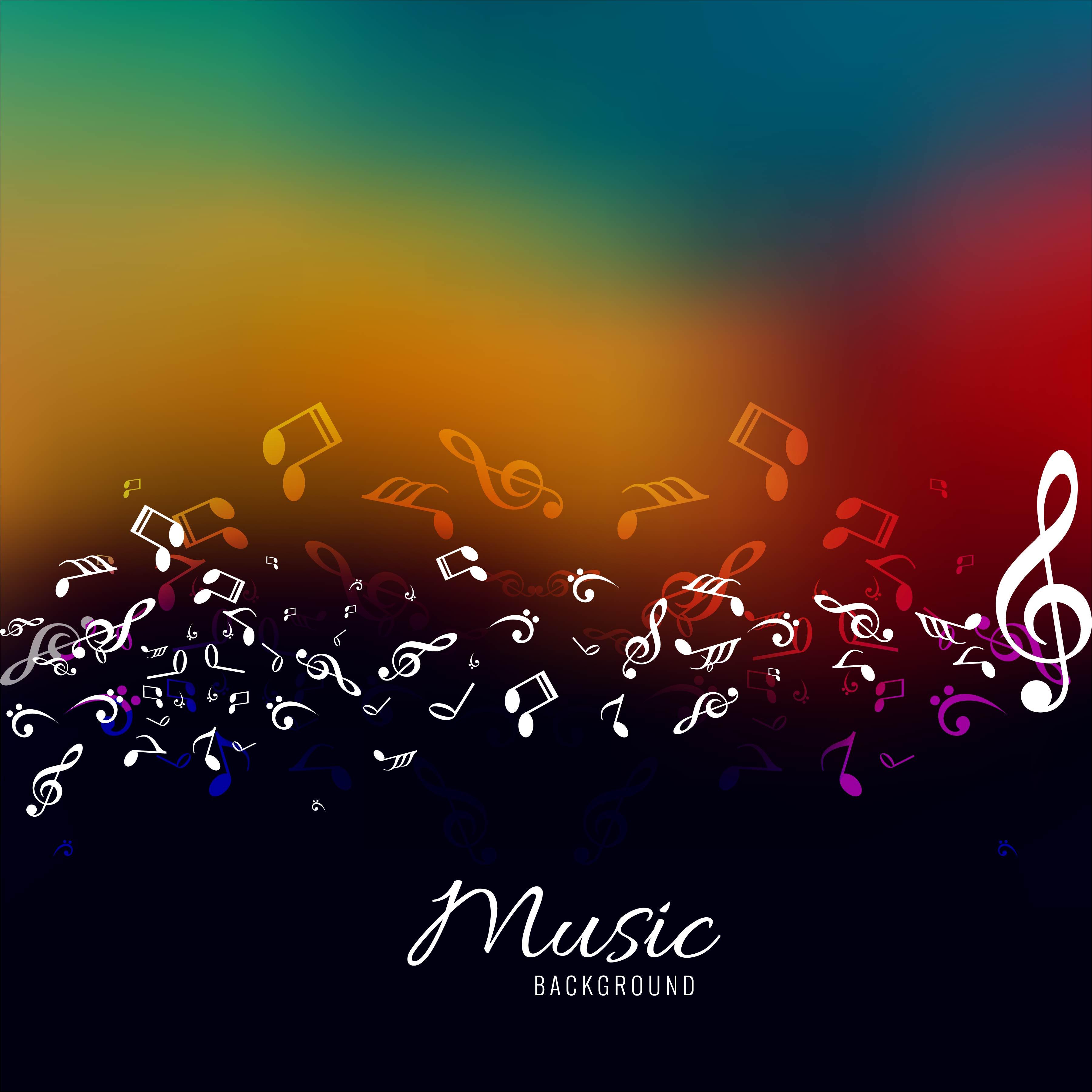3601x3601 Abstract Music Notes Design For Music Colorful Background HD Wallpaper