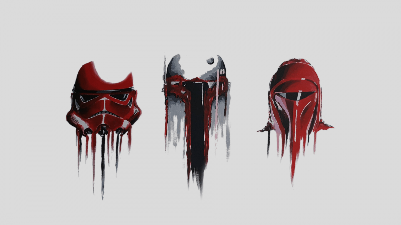 1600x900 illustration, Star Wars, render, minimalism, red, artwork, Boba Fett, stormtrooper, color, wing, shoe, footwear, human body, organ. Mocah HD Wallpaper