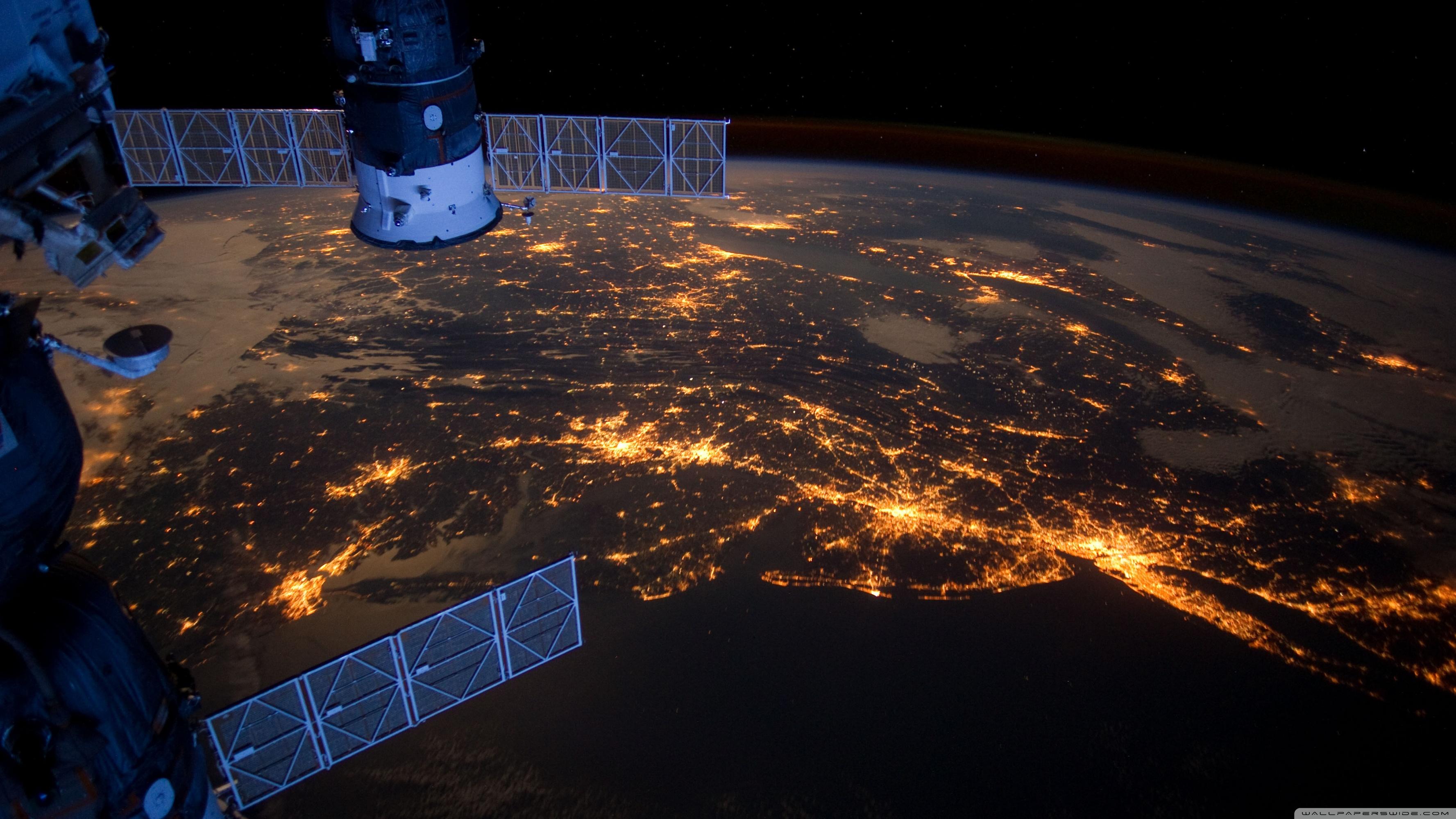 3554x1999 Atlantic Coast At Night, International Space Station Ultra HD Desktop Background Wallpaper for 4K UHD TV : Widescreen & UltraWide Desktop & Laptop : Tablet