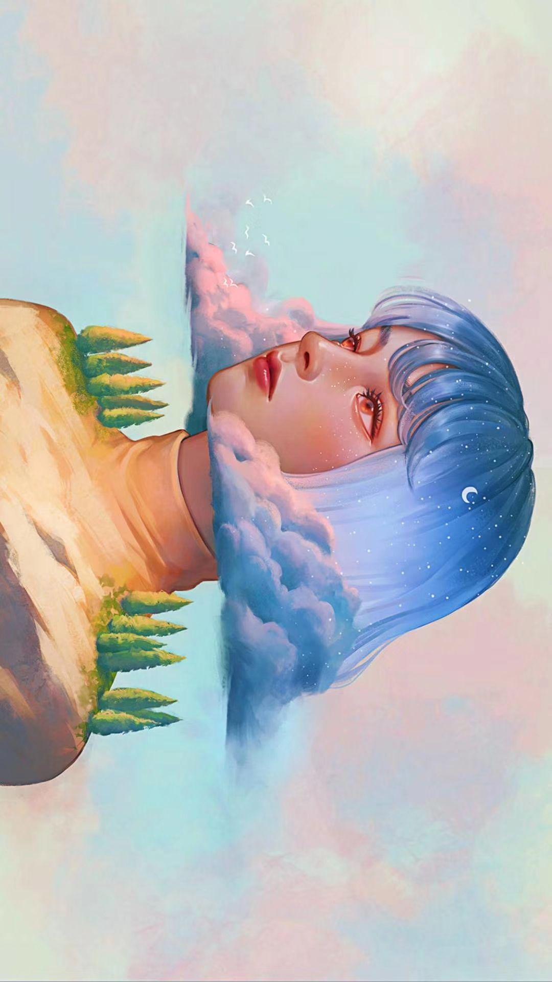 1080x1920 girl wallpaper. Realistic art, Digital portrait art, Aesthetic art