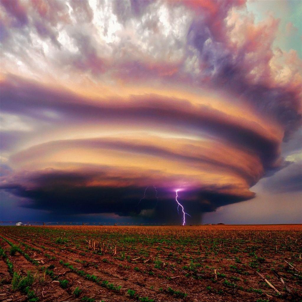 1024x1024 Spectacular Hurricane Over Farmland iPad Air Wallpaper Download