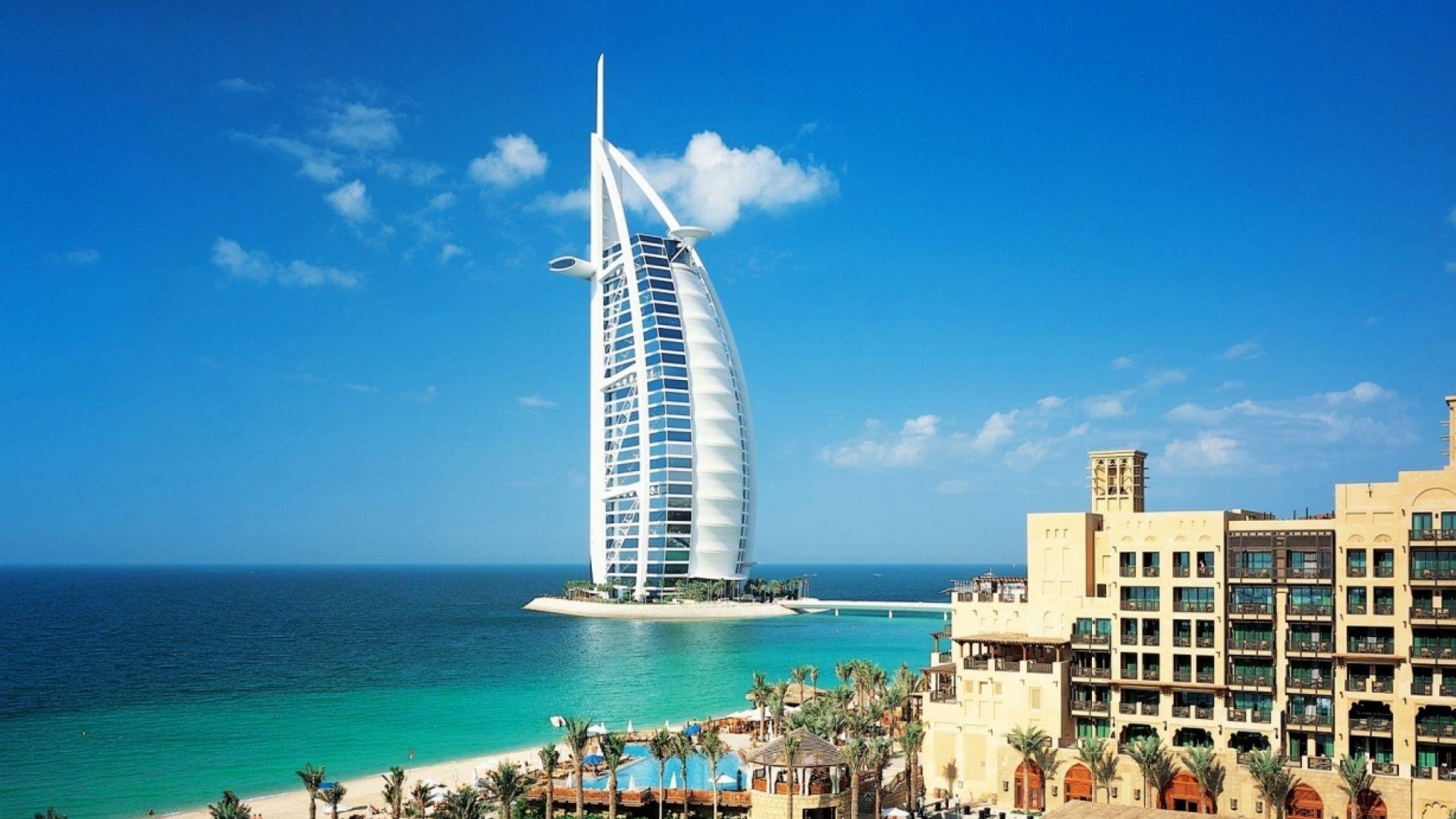1920x1080 Desktop wallpaper hotel, city, dubai, burj al arab, coast, HD image, picture, background, 6f808e