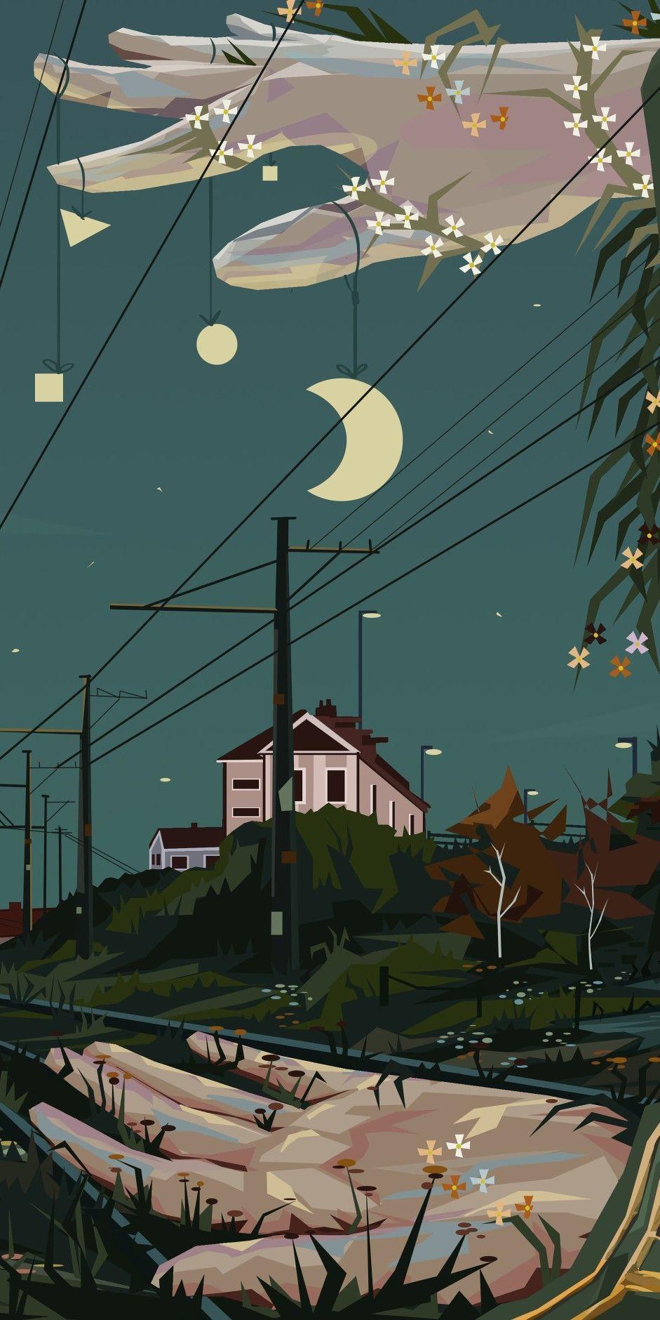 941x1880 Anime Aesthetic Painting Wallpaper