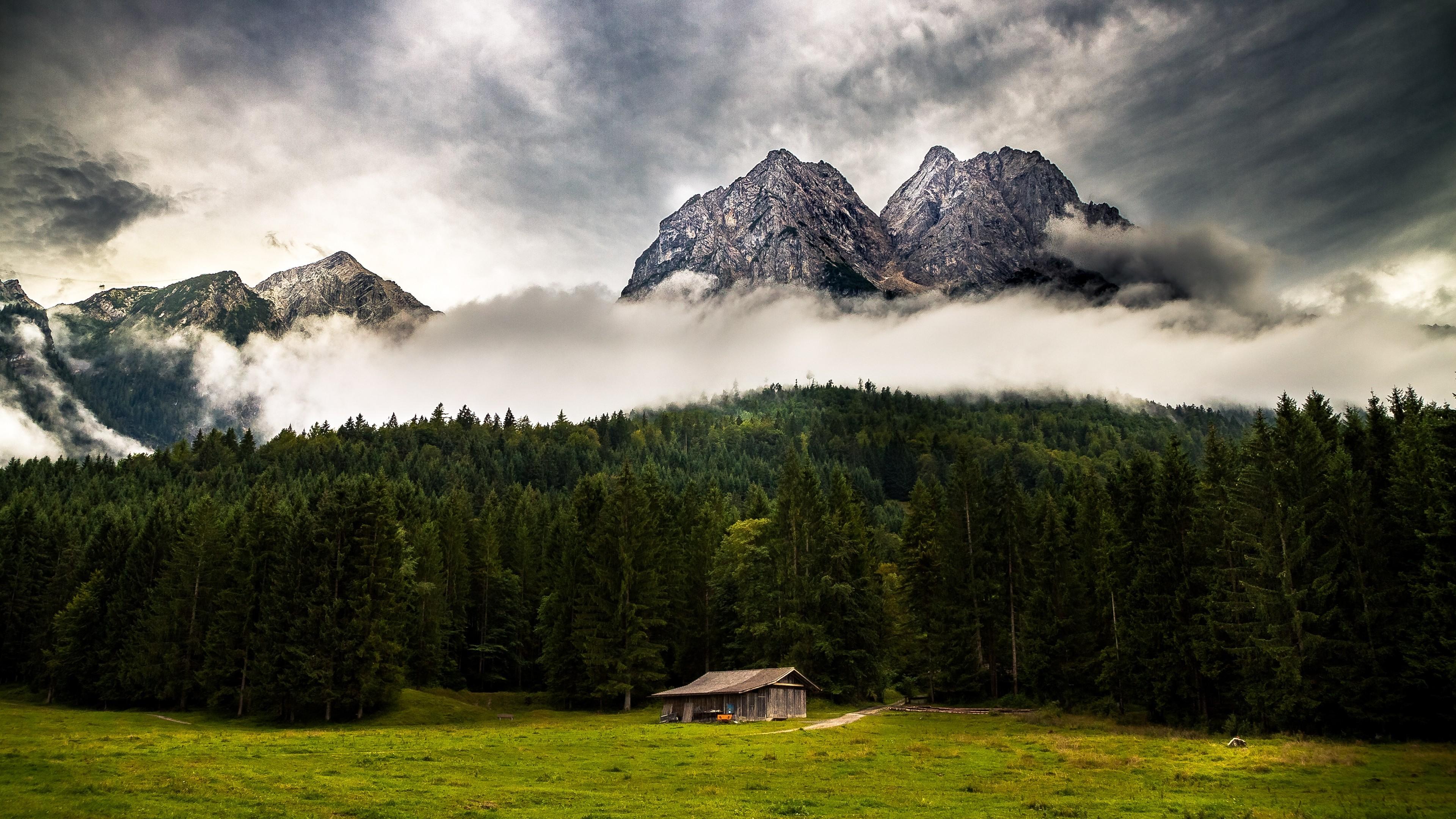 3840x2160 Cabin in the Mountains 4k Ultra HD Wallpaper