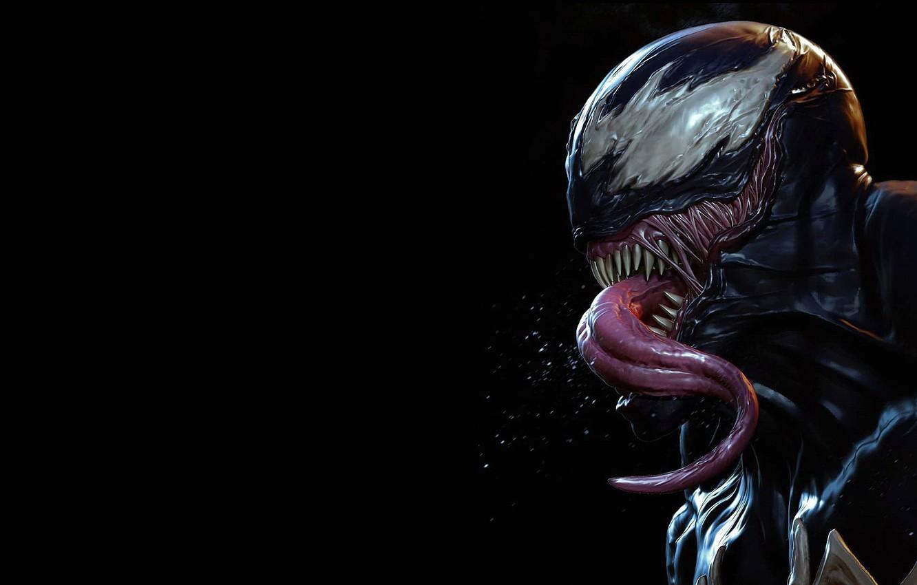 1332x850 Wallpaper language, background, fangs, black, Marvel, Eyes, venom, Comics, symbiont, venom, symbiote image for desktop, section рендеринг