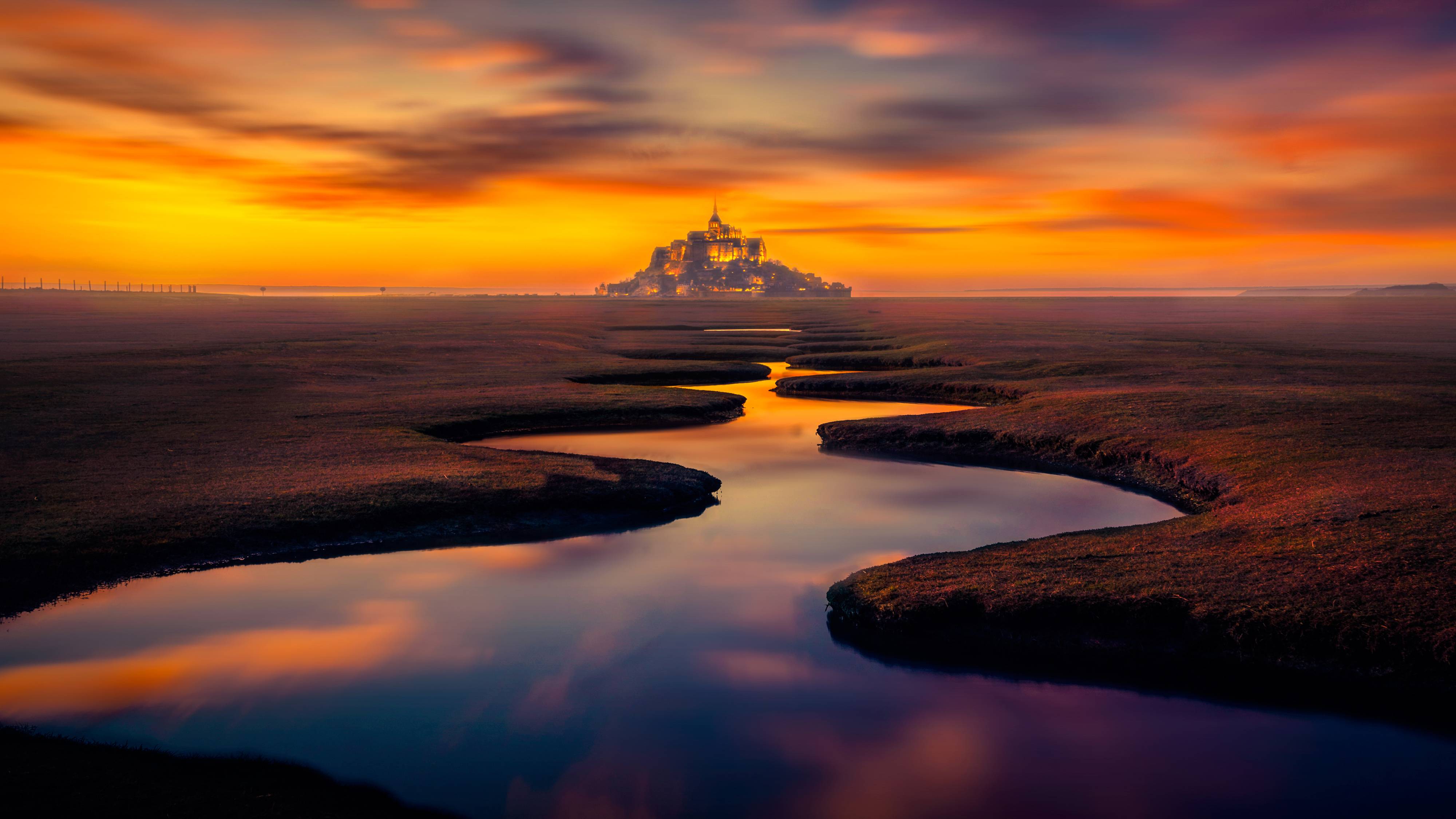 4000x2250 France Mont Saint Michel Sunset iPhone XS MAX Wallpaper, HD Nature 4K Wallpaper, Image, Photo and Background