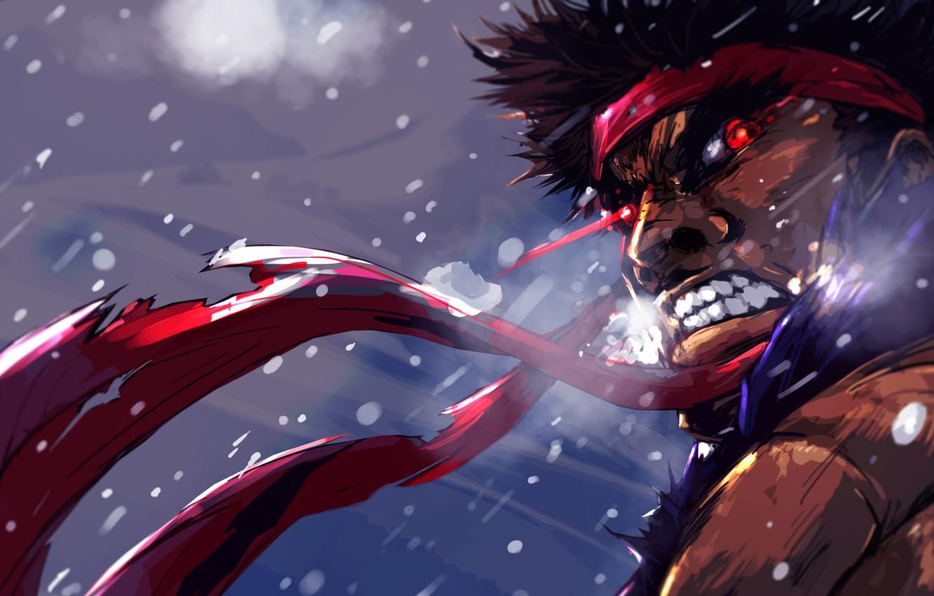 1332x850 Wallpaper art, rage, guy, red eyes, Street Fighter, ibroid, Evil Ryu image for desktop, section игры