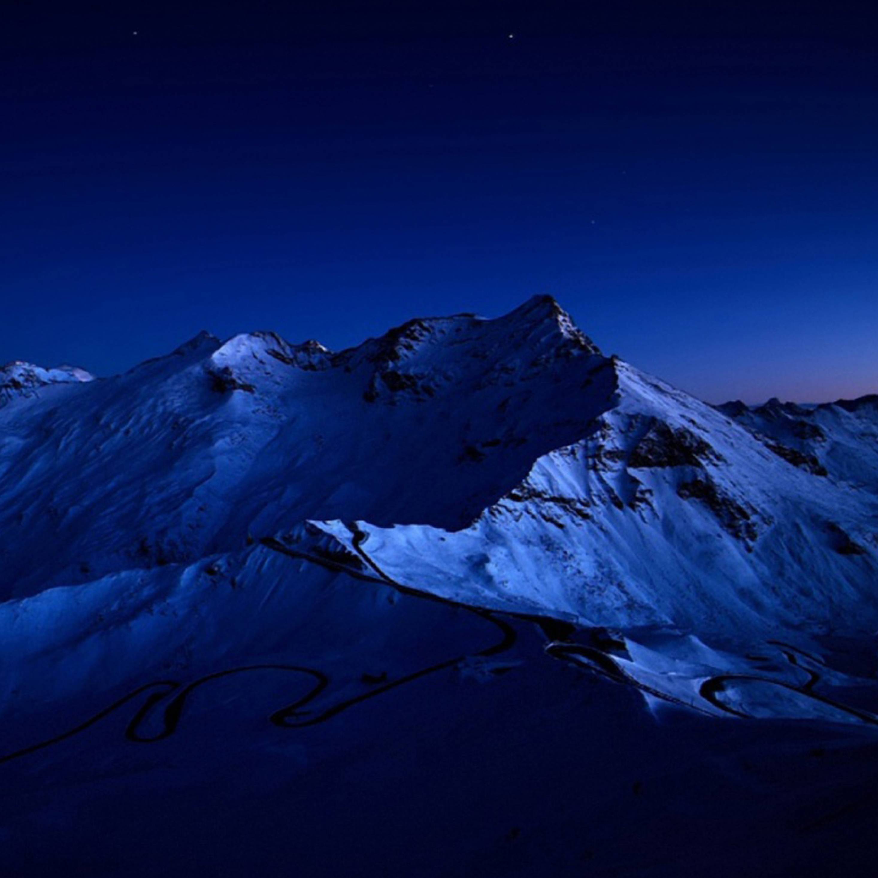 2932x2932 Dark Blue Sky Above Snow Covered Mountain iPad Pro Retina Display Wallpaper, HD Nature 4K Wallpaper, Image, Photo and Background