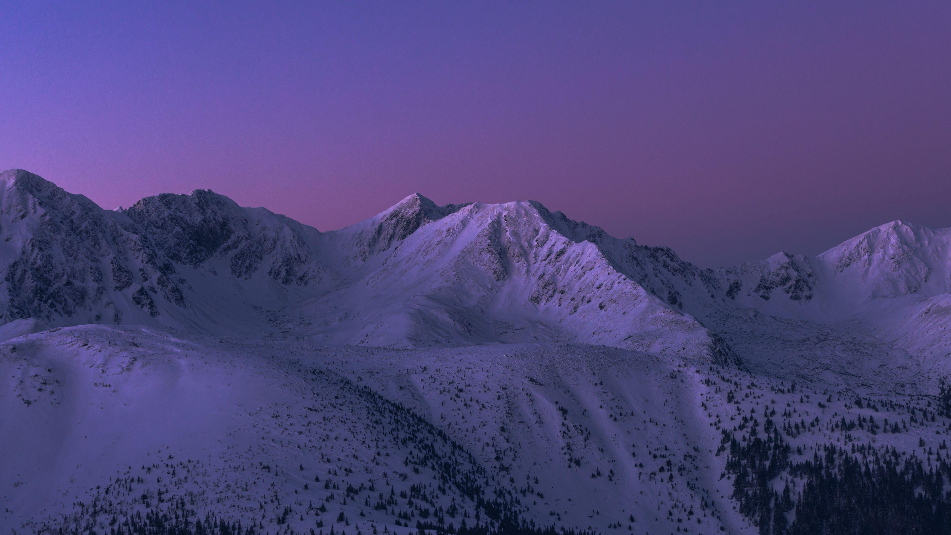 3840x2160 Download wallpaper 3840x2160 mountains, snow, night, landscape, dark 4k uhd 16:9 HD background