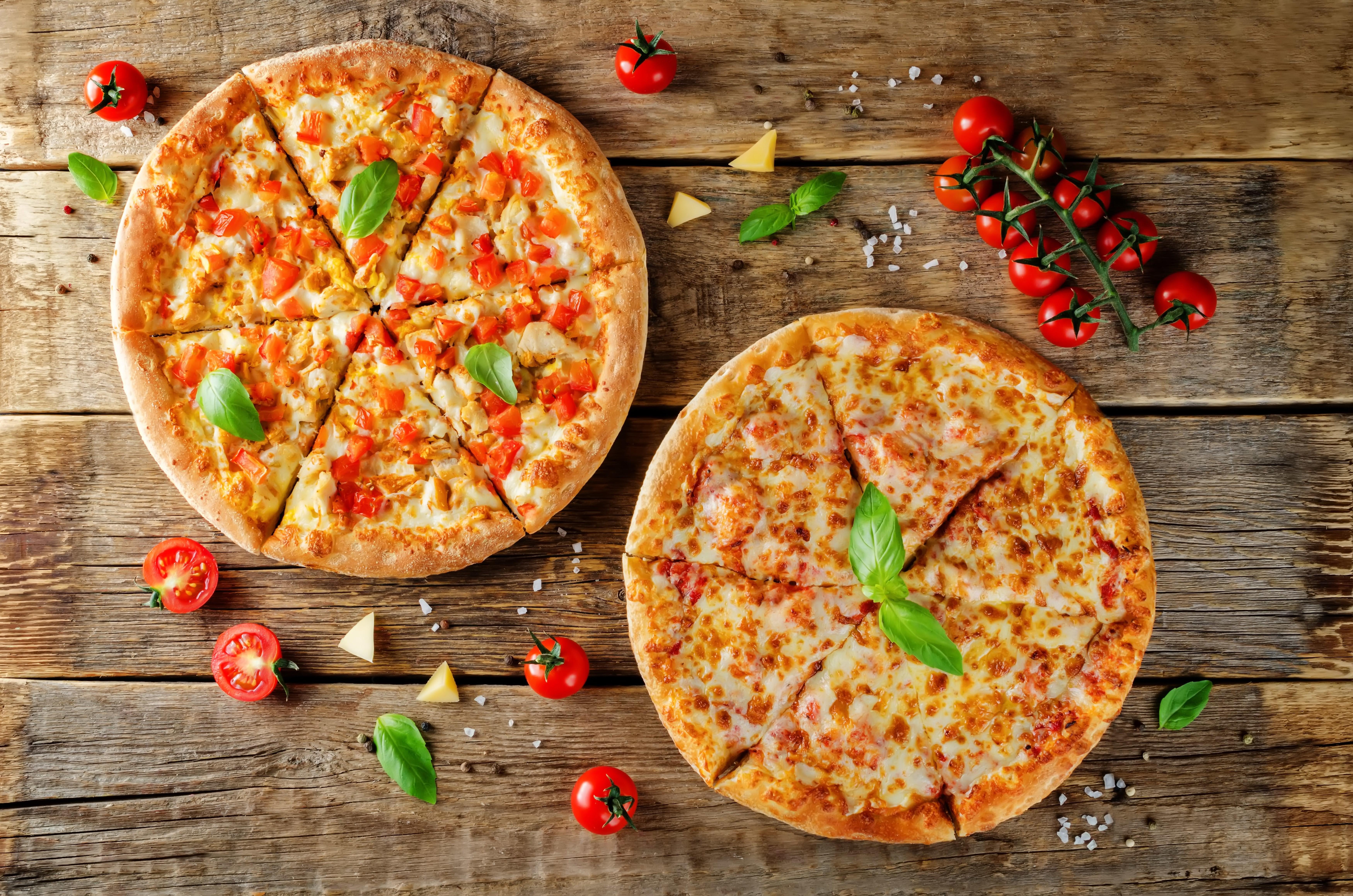 7000x4636 4K, 5K, 6K, 7K, Pizza, Tomatoes, Two, Basil. Mocah HD Wallpaper