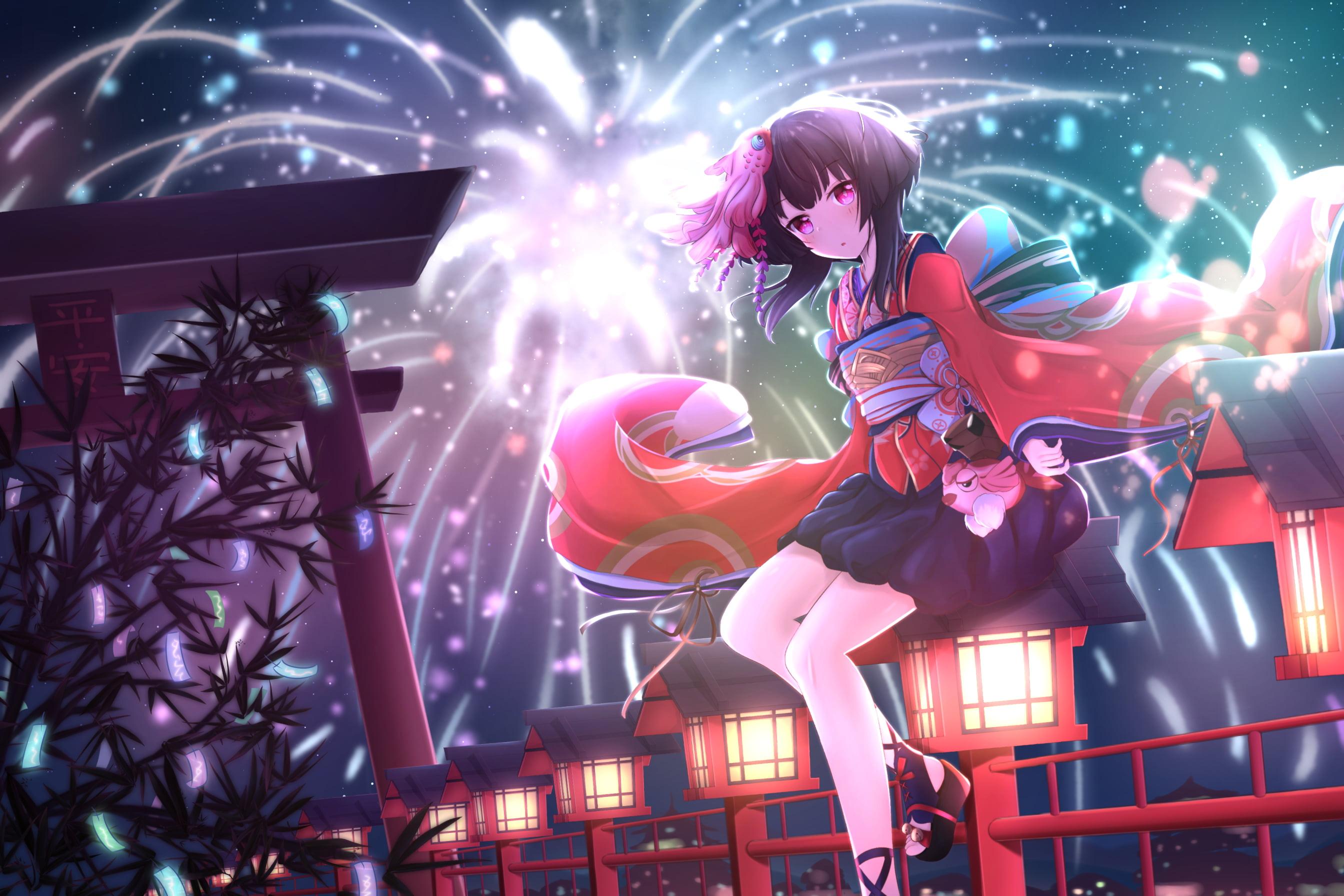 2688x1792 chinese character wallpaper, cg artwork, pink, illustration, anime, blossom, fictional character, plant, flower, graphics, art