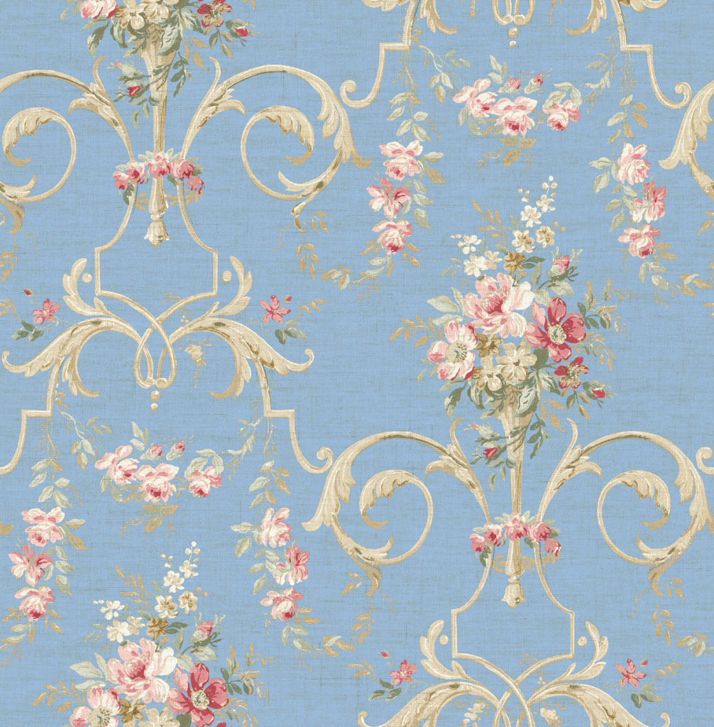 Elegant French Dining Room with Blue Chinoiserie Wallpaper - French -  Dining Room