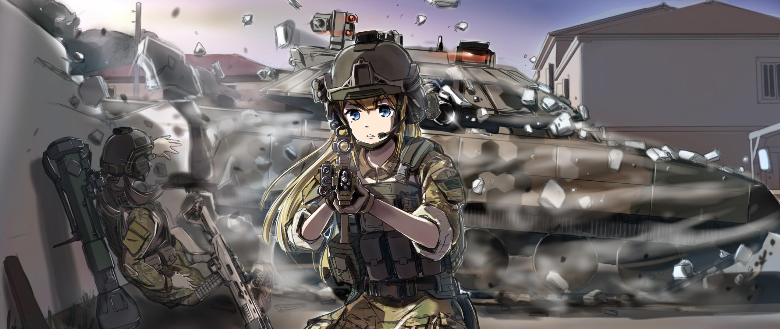 2560x1080 Desktop Wallpaper Original Characters Military Anime Girl, HD Image, Picture, Background, Ozk2og