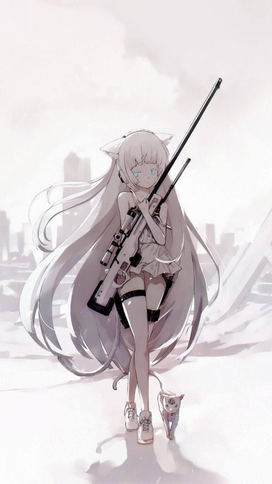 900x1600 Army Anime Girl HD Wallpaper Download