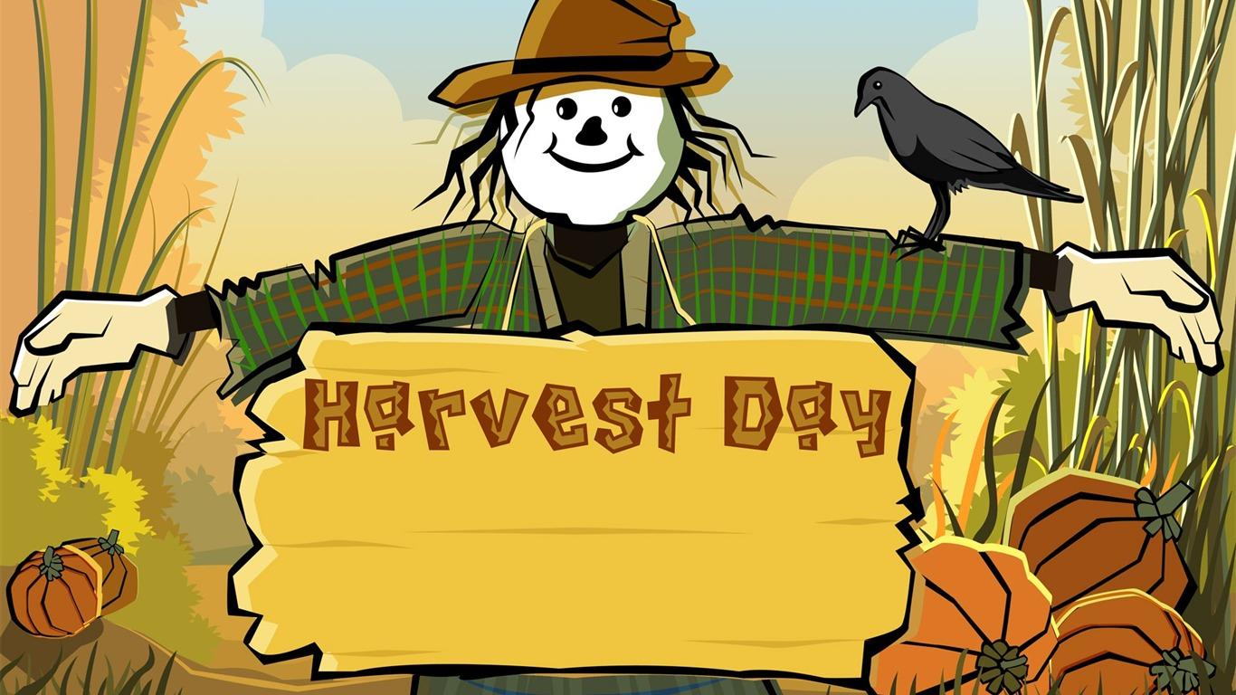 1366x768 Scarecrow Harvest Festival Thanksgiving Day Wallpaper
