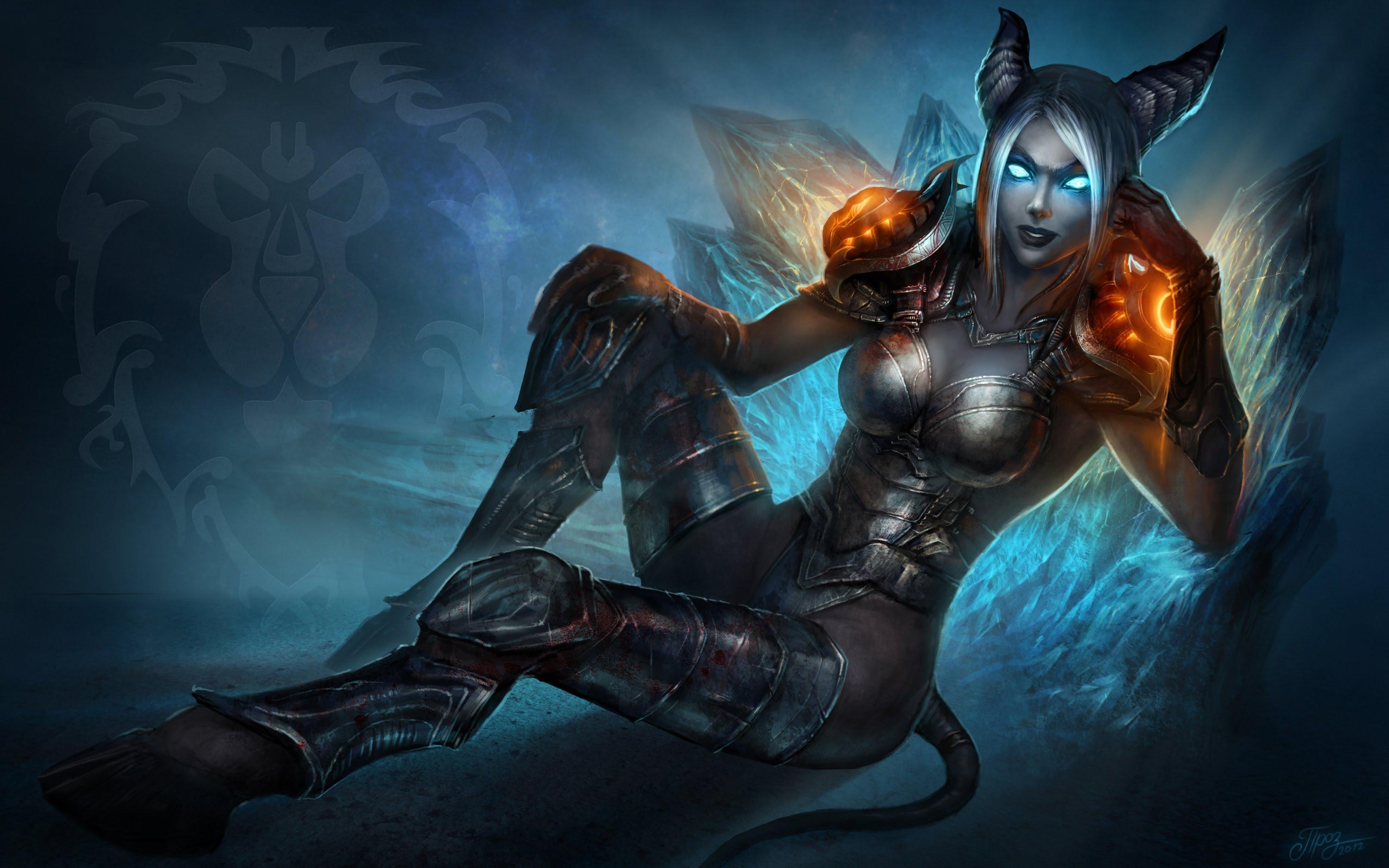 3000x1875 World Of Warcraft Death Knight Warior Women Dark Demon Fantasy Wallpaper HD 1920x1080 :