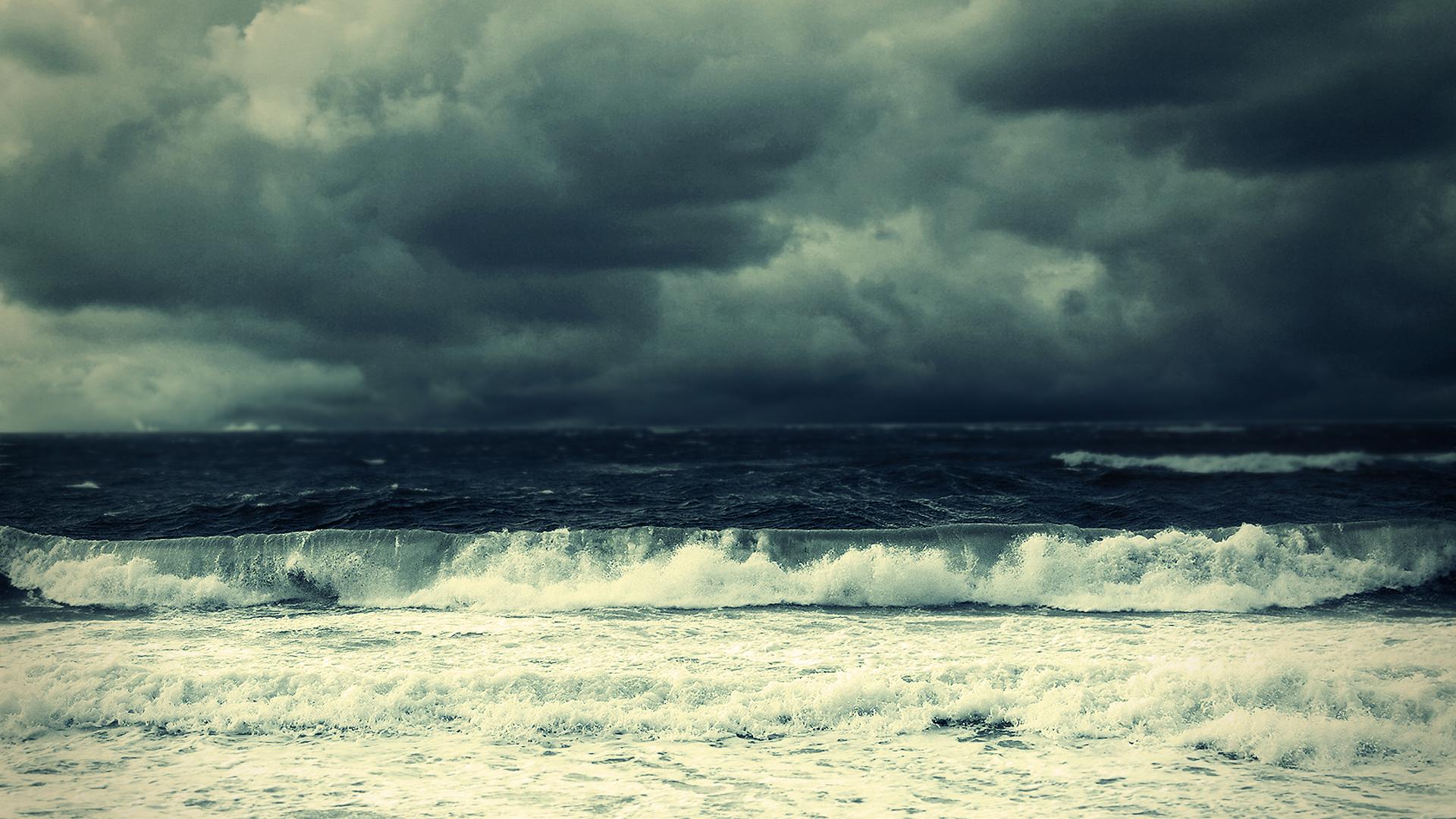 1920x1080 Stormy Beach Wallpaper