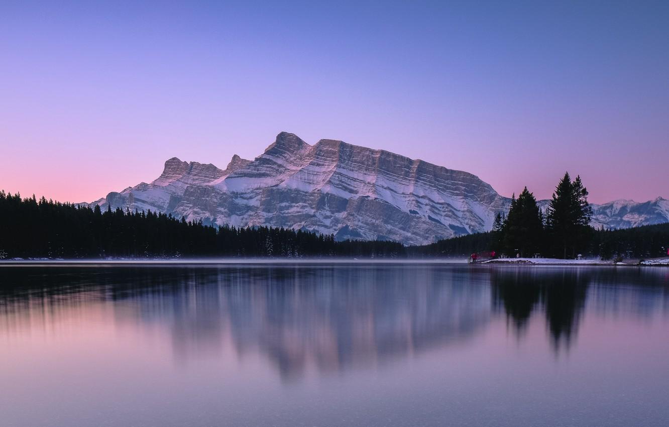 1332x850 Photo Wallpaper Forest, Twilight, Sky, Sunset, Mountains, Jack Lake