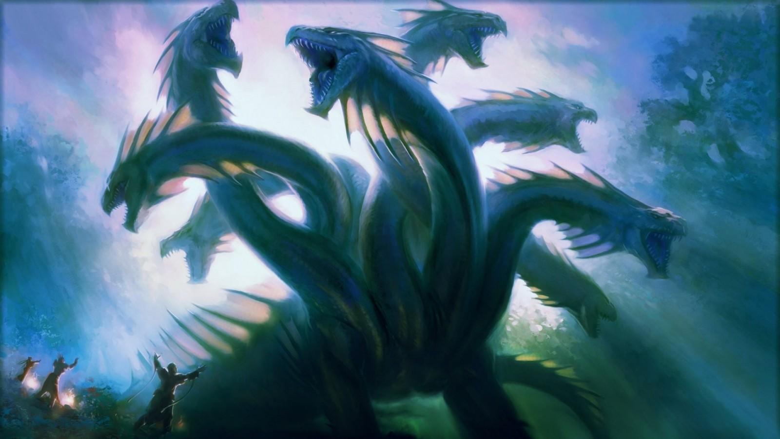 1600x900 fantasy art, creature, dragon, hydra, mythology, screenshot, fictional character, mythical creature. Mocah HD Wallpaper