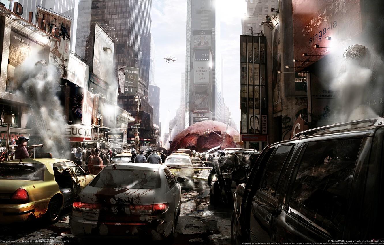 1332x850 Wallpaper machine, the city, people, Prototype, chaos, new York, virus, epidemic image for desktop, section игры