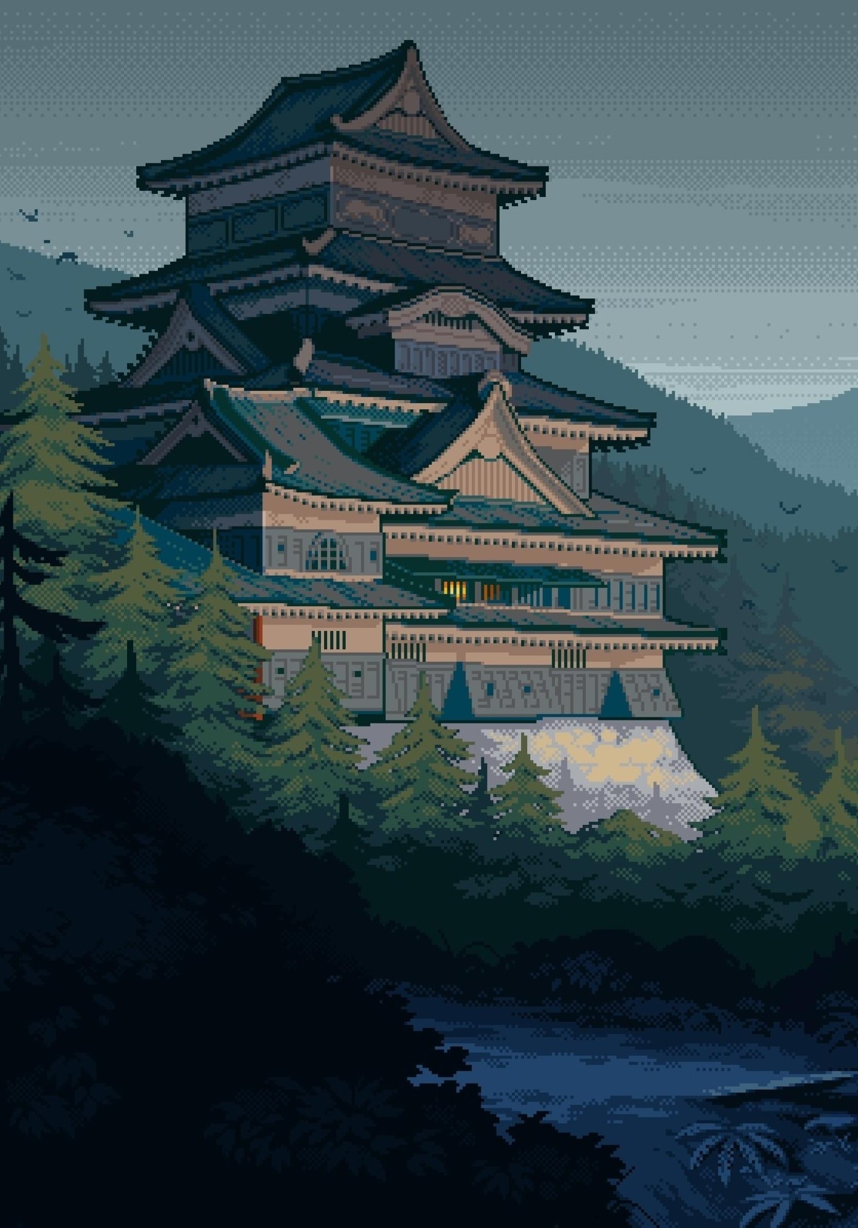 1668x2388 Japanese Castle Pixel Art 1668x2388 Resolution Wallpaper, HD Artist 4K Wallpaper, Image, Photo and Background