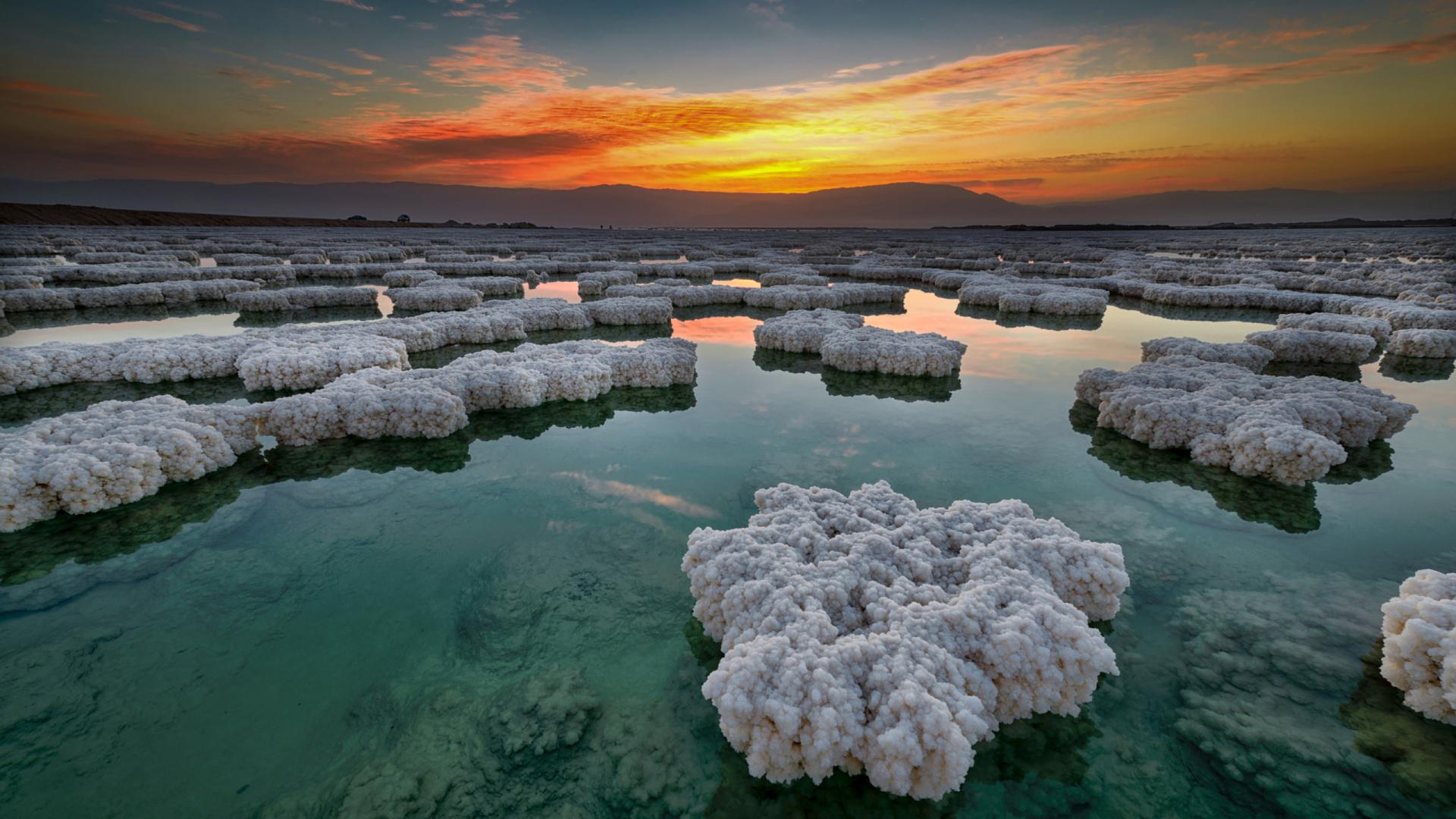 1920x1080 Download Dead sea, sunset, nature wallpaper, 1920x Full HD, HDTV, FHD, 1080p