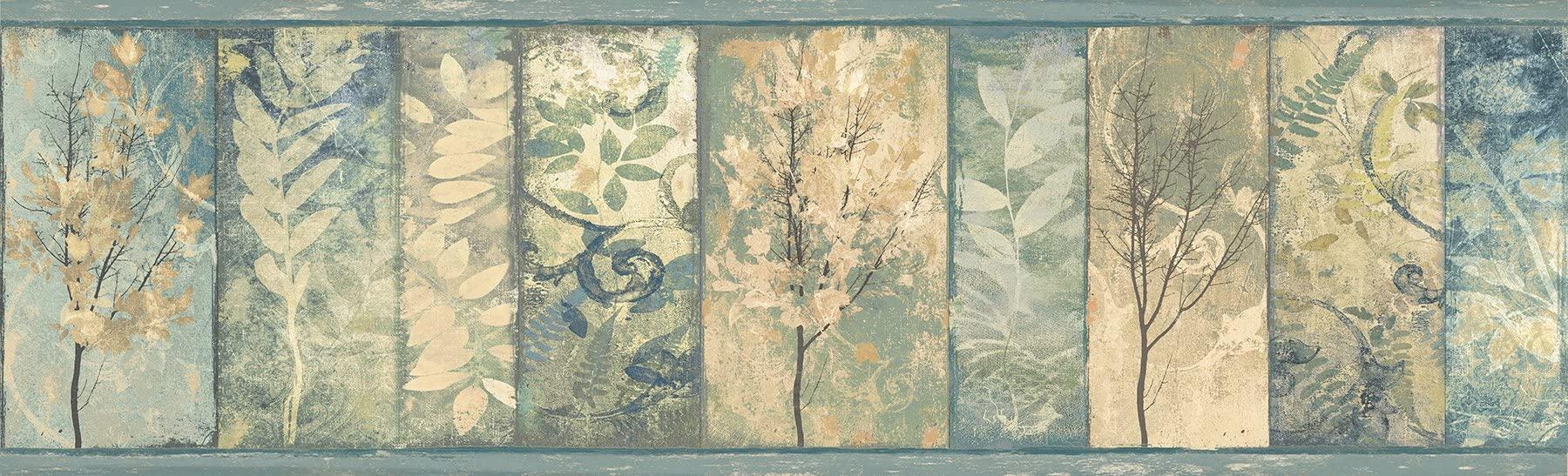 1800x547 Chesapeake TLL01551B Lillinonah Foliage Wallpaper Border, Sky