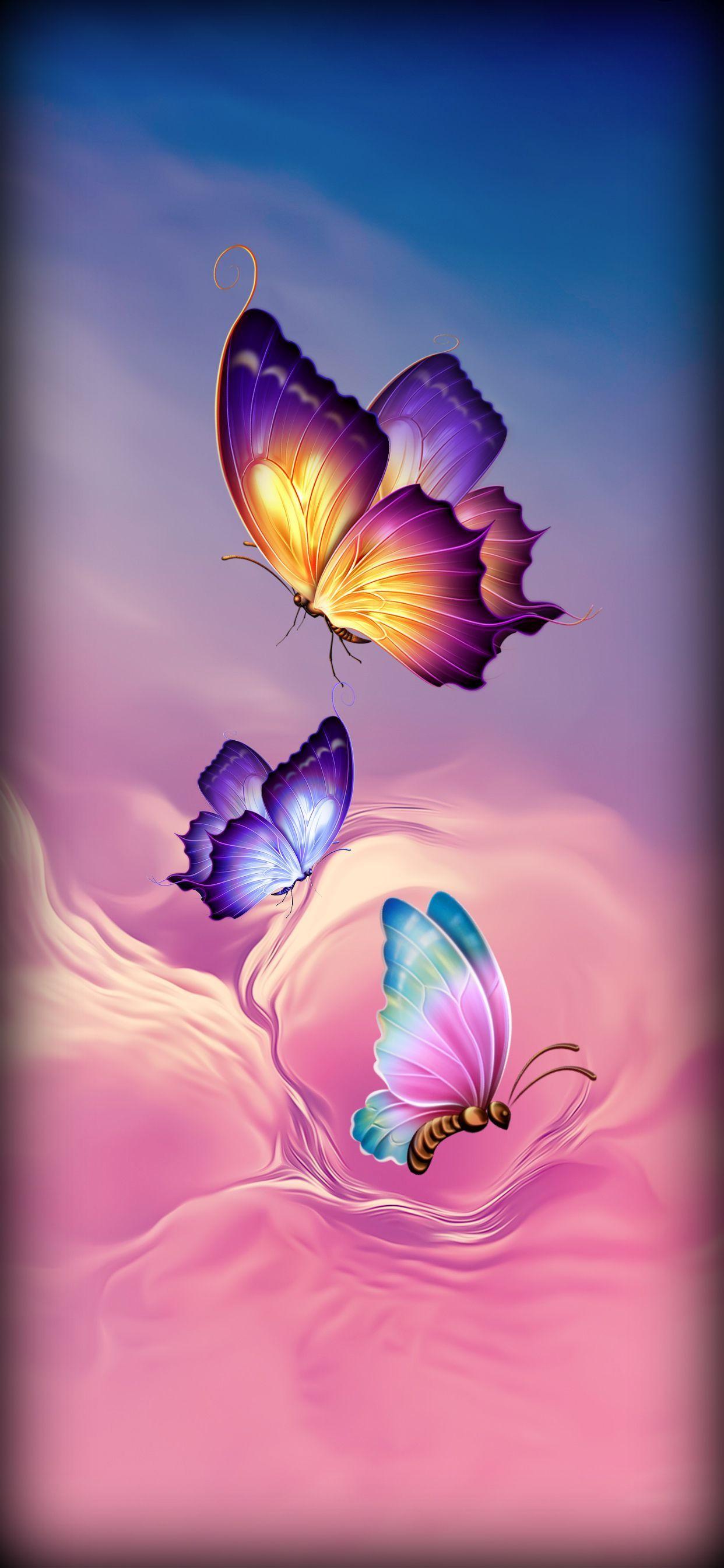 1242x2688 Neon Butterfly Wallpaper