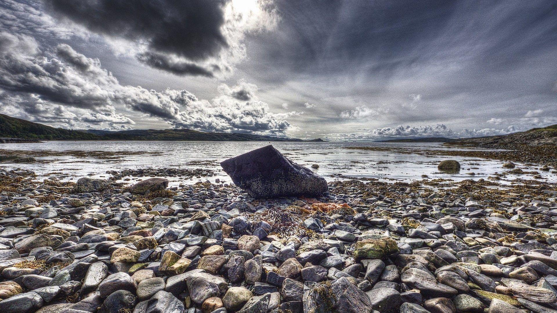 1920x1080 Beaches wallpaper: Clouds Fantastic Earth Rock Beach Stone