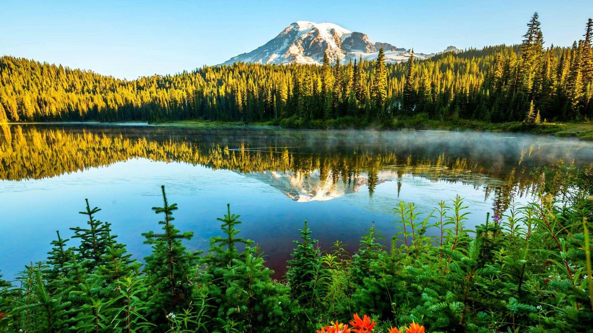 1920x1080 Summer Lake Reflections Wallpaper