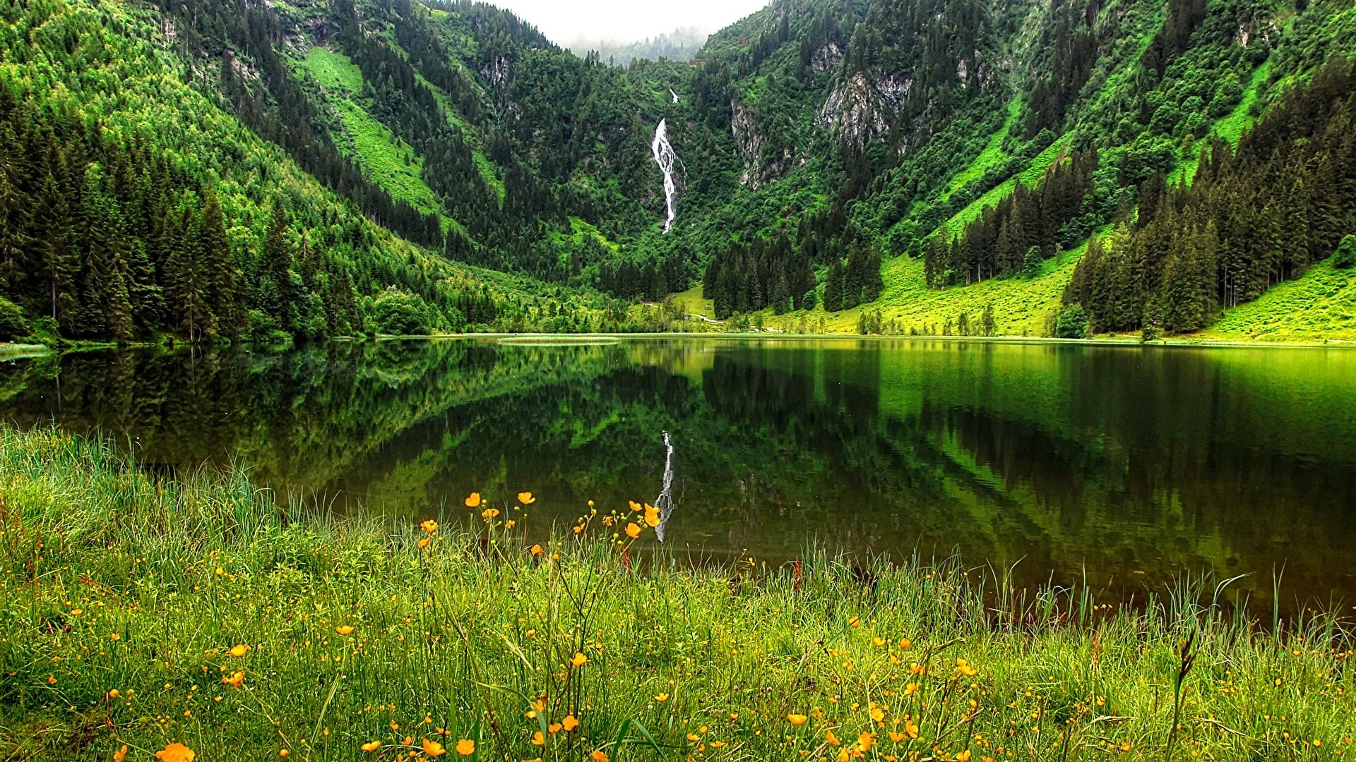 1920x1080 Photo Germany Bergsee Summer Nature Mountains Lake Grass 1920x1080