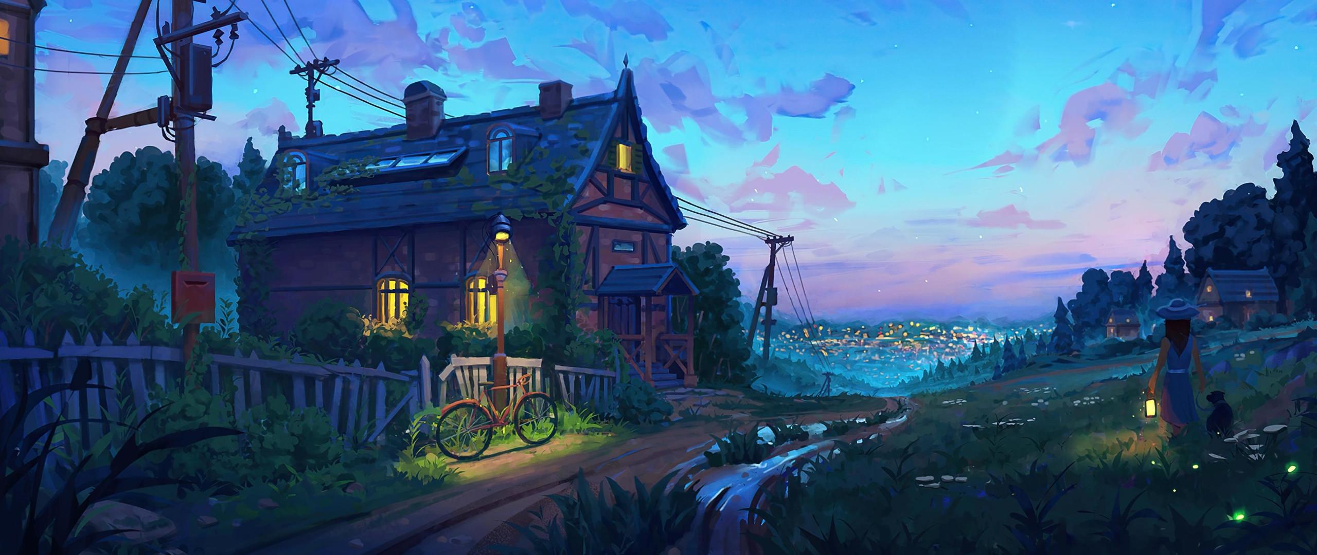 2560x1080 Village Scenery Digital Art 2560x1080 Resolution Wallpaper, HD Artist 4K Wallpaper, Image, Photo and Background