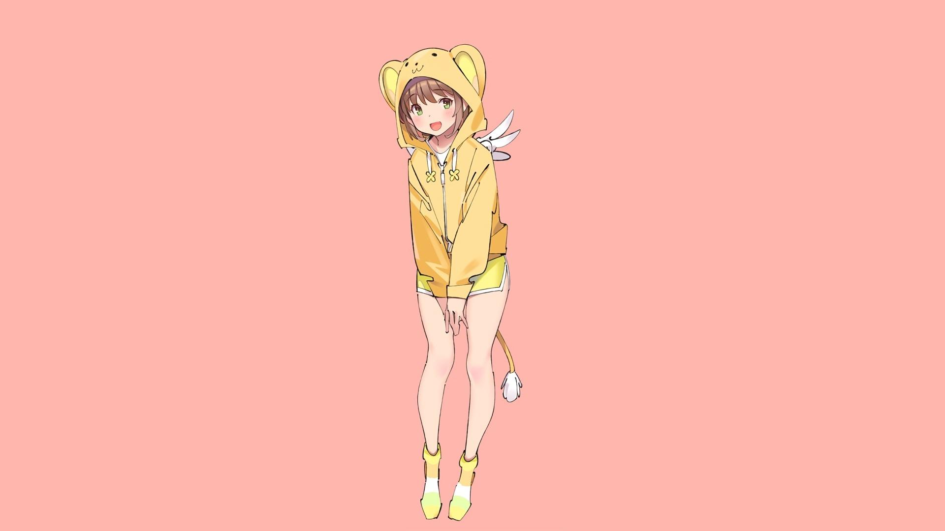 1920x1080 Desktop wallpaper hoodie, yellow, sakura kinomoto, cardcaptor sakura, smile, HD image, picture, background, 4618e8
