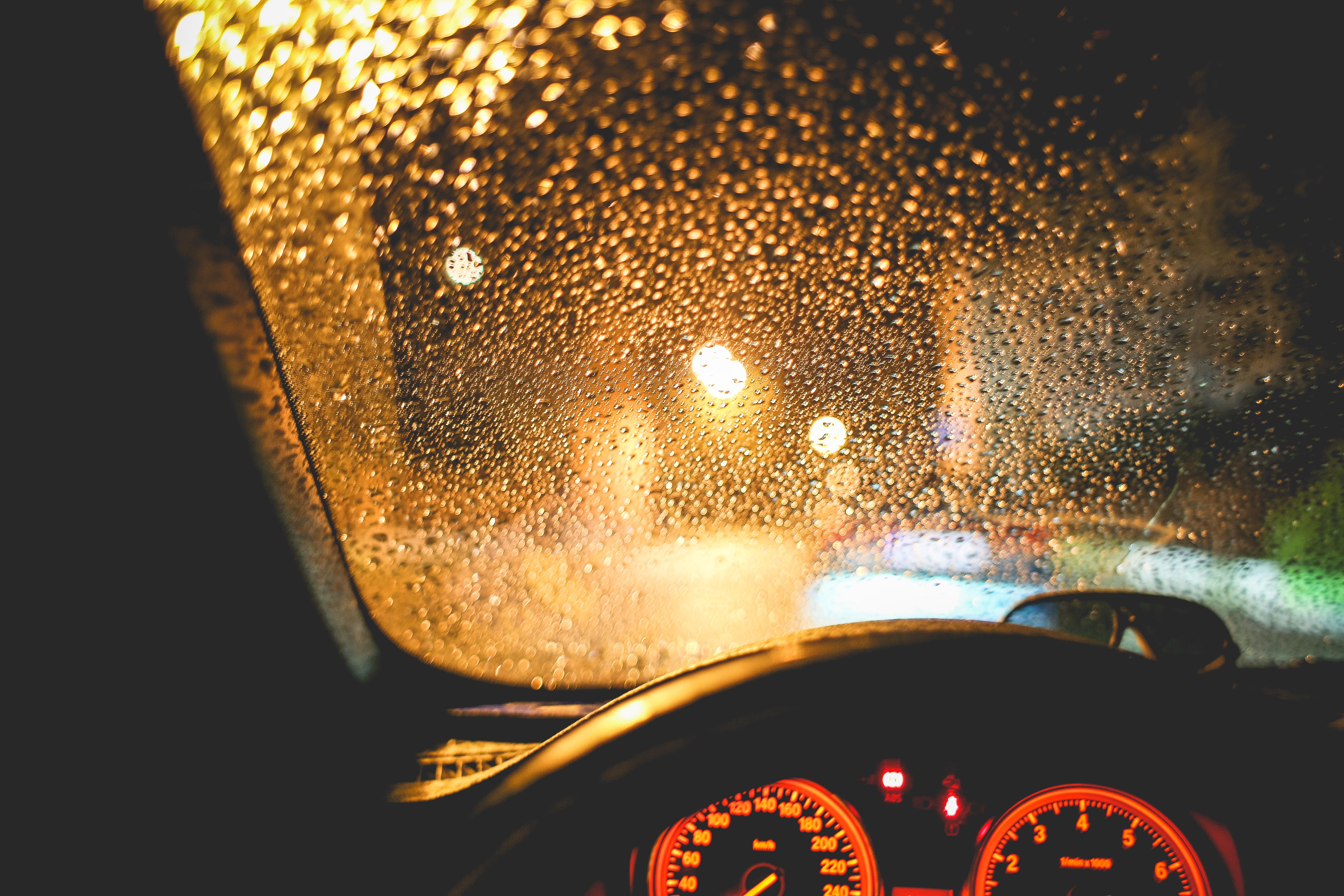 5760x3840 Rainy View From The Car At Night Free