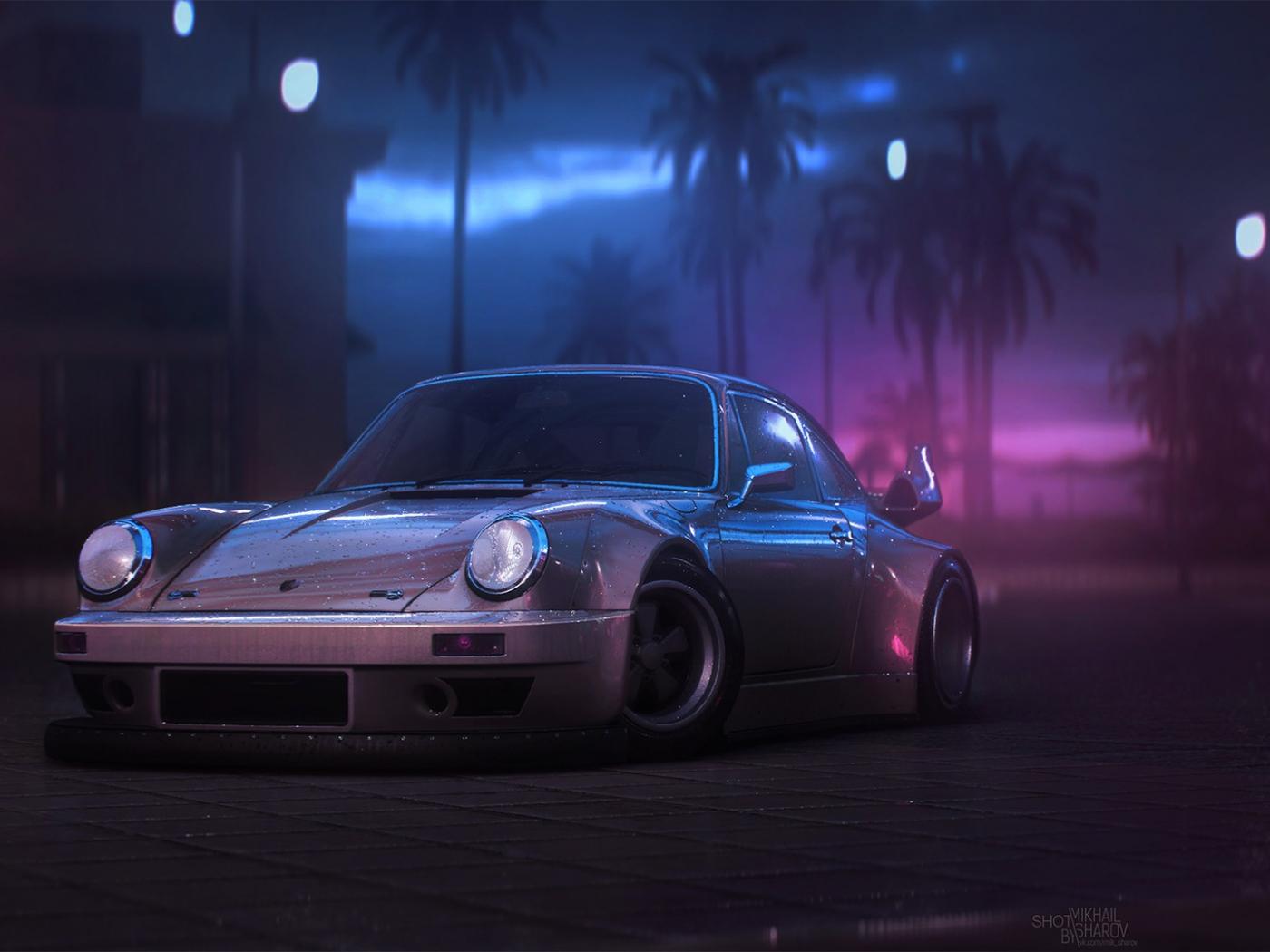 1400x1050 Desktop Wallpaper Sports Car, Rain, Night, Porsche HD Image, Picture, Background, B0277c