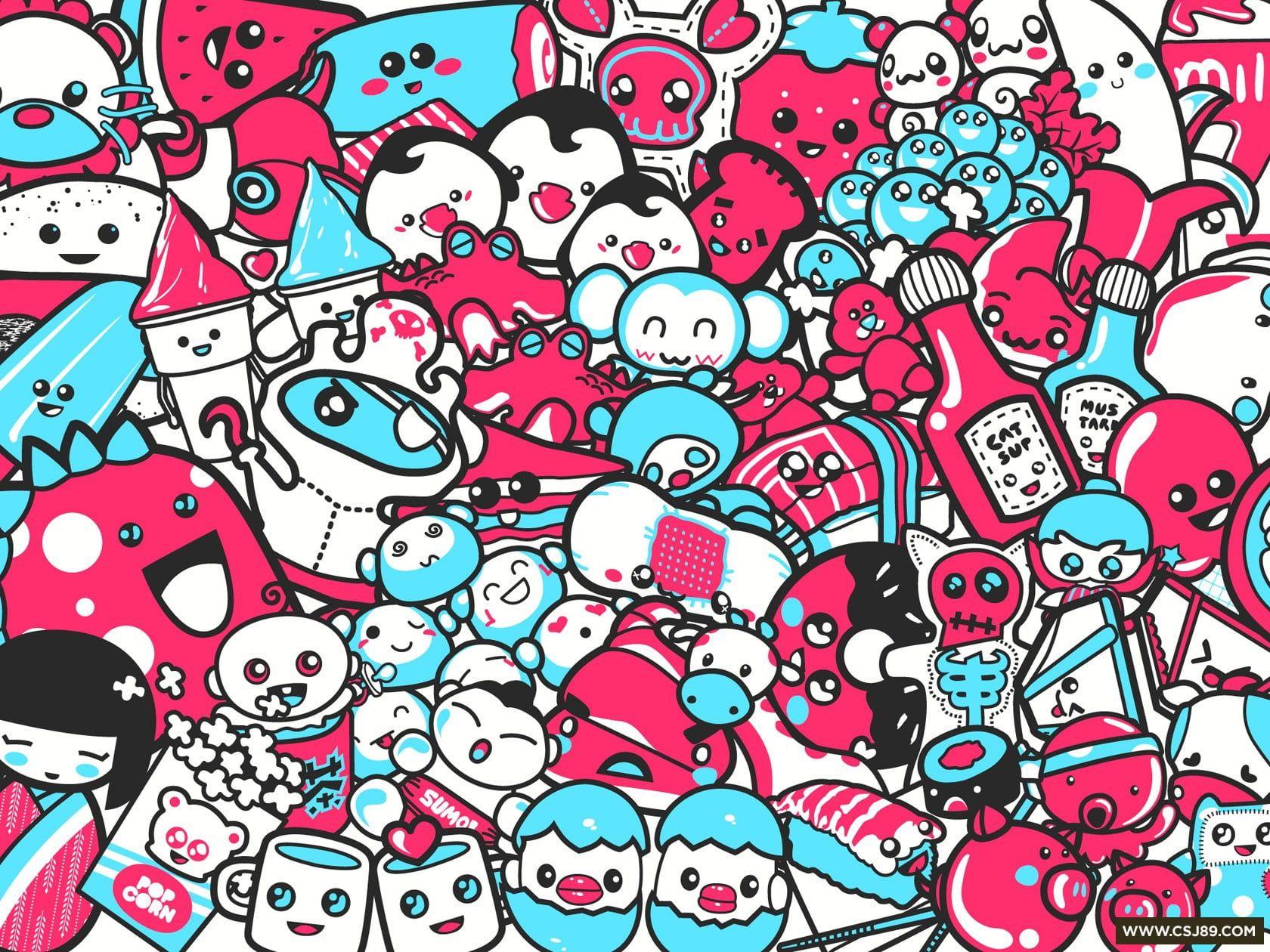 1680x1260 Art • Doodle. Cute wallpaper, Cute background, Kawaii background