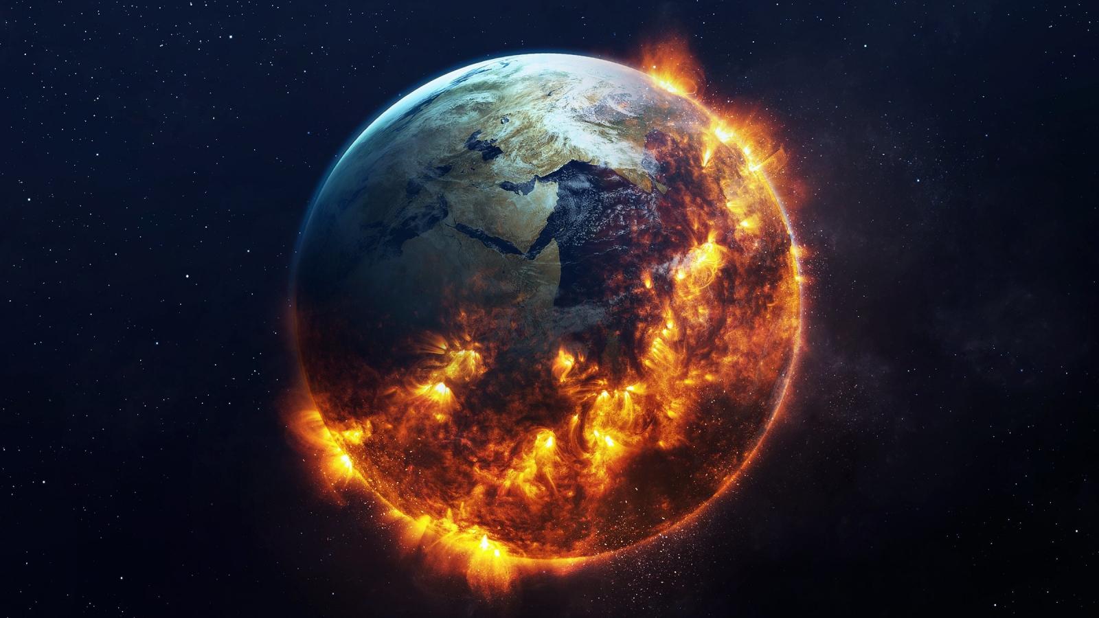 1600x900 Download 1600x900 wallpaper earth on fire, planet, space, fantasy, widescreen 16: widescreen, 1600x900 HD image, background, 7570