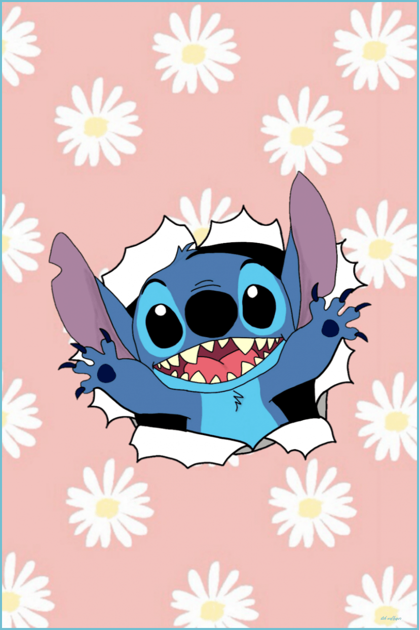 827x1241 Cute Stitch Wallpaper