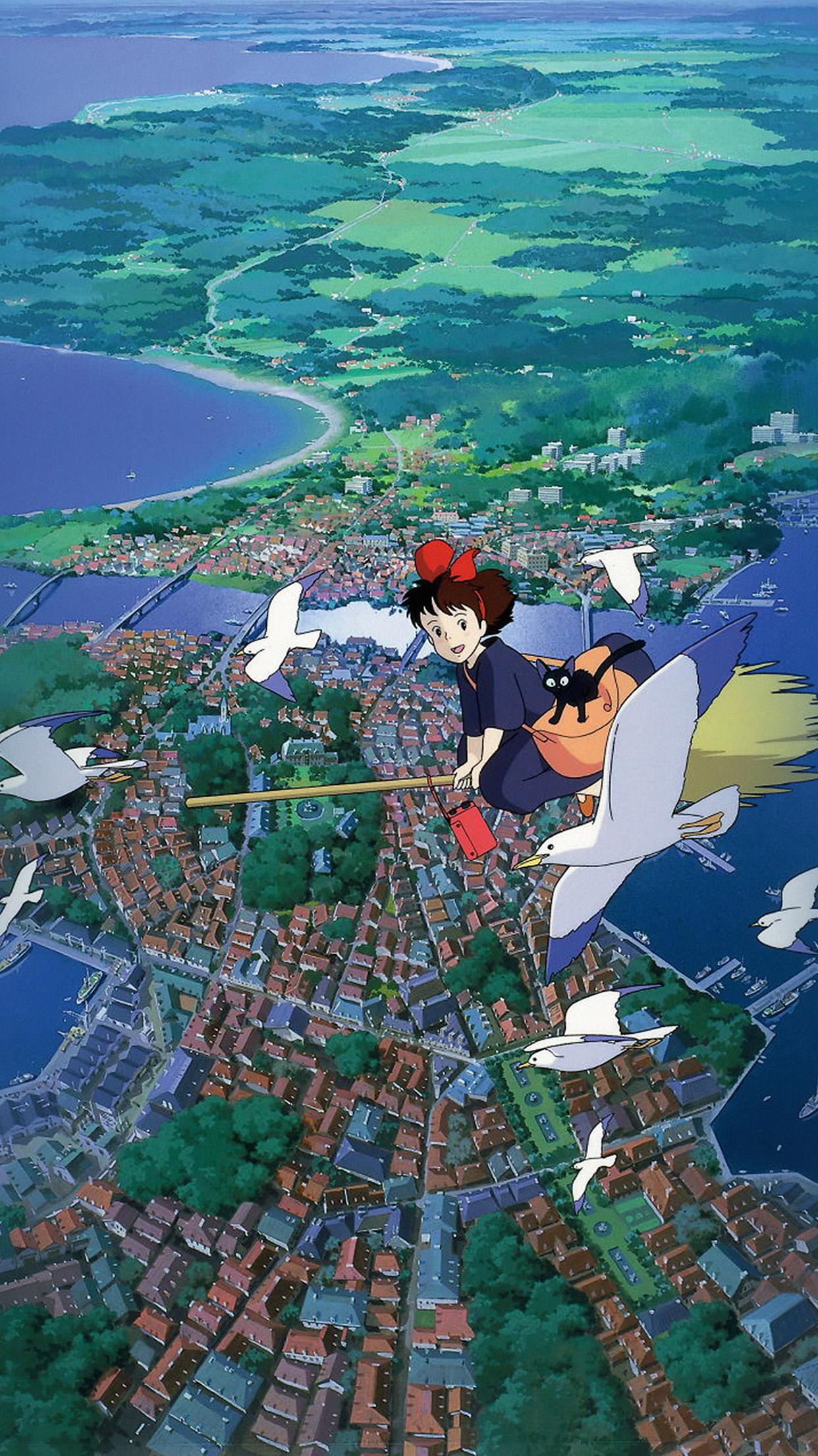 1242x2208 Studio Ghibli Art Illustration Love Anime Wallpaper