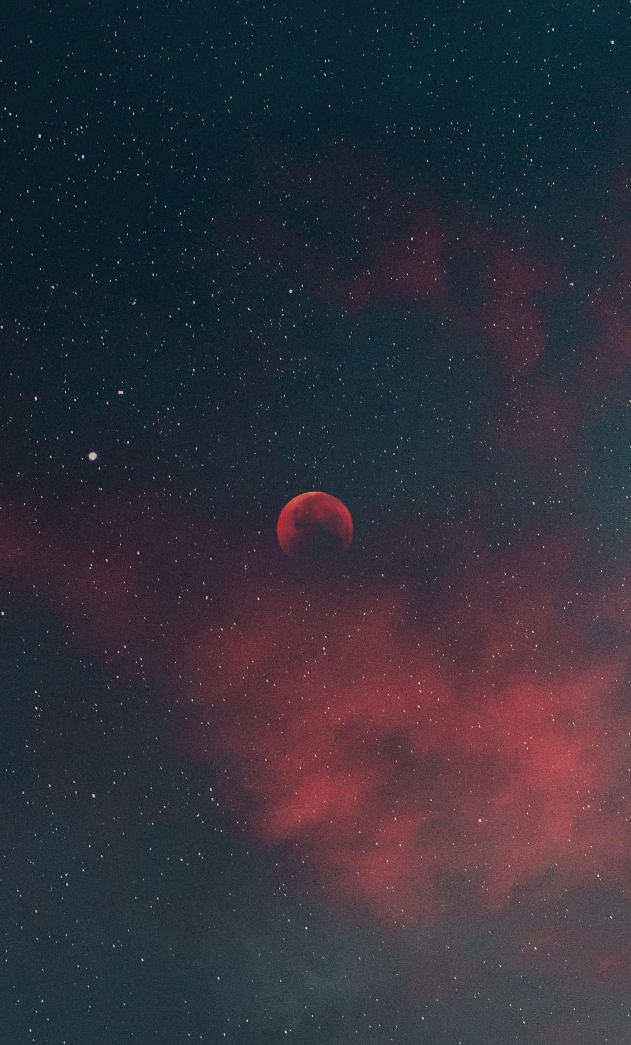 1280x2120 Download Silhouette, blood moon, starry sky, nature wallpaper, 1280x iPhone 6 Plus