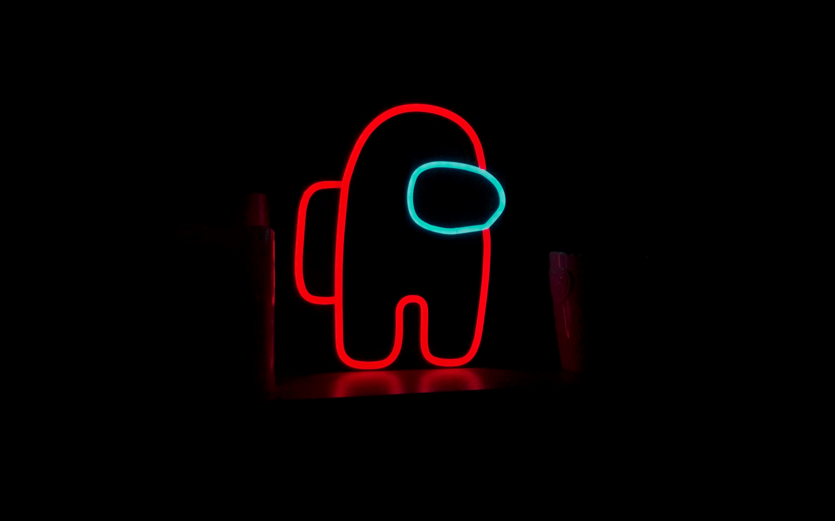 2880x1800 Among Us Wallpaper 4K, Neon, IOS Games, Android Games, PC Games, Black Dark